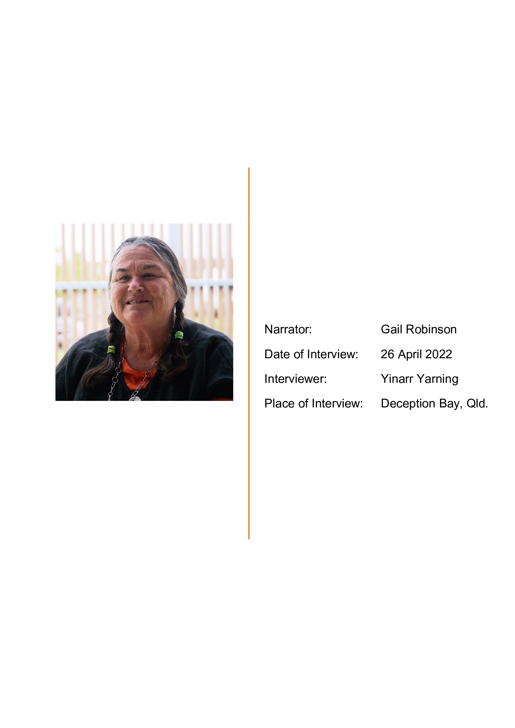 Gail Robinson - Interviewed on 26 April 2022 - Transcript