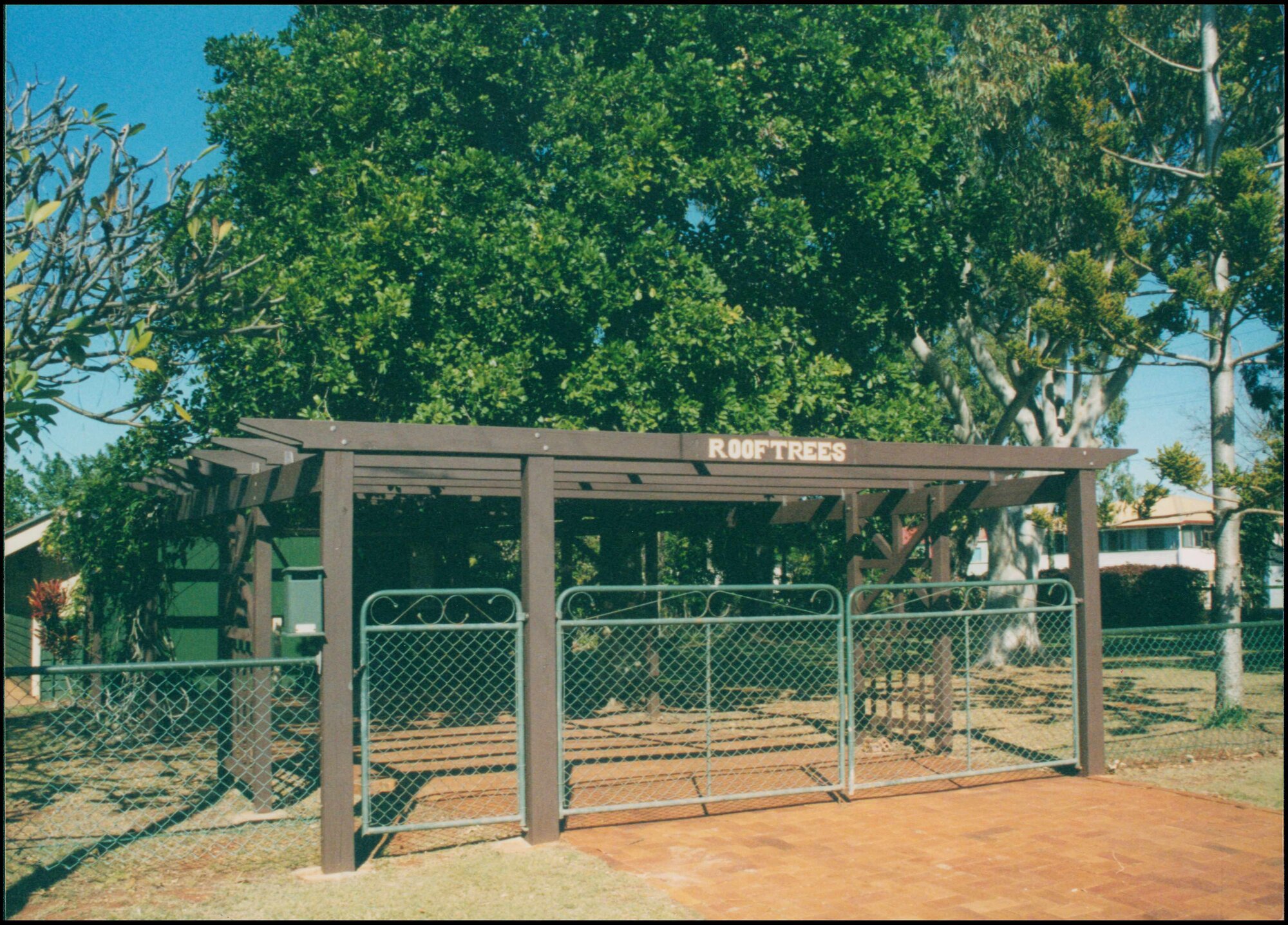 Gate to property of Rooftrees (houses)
