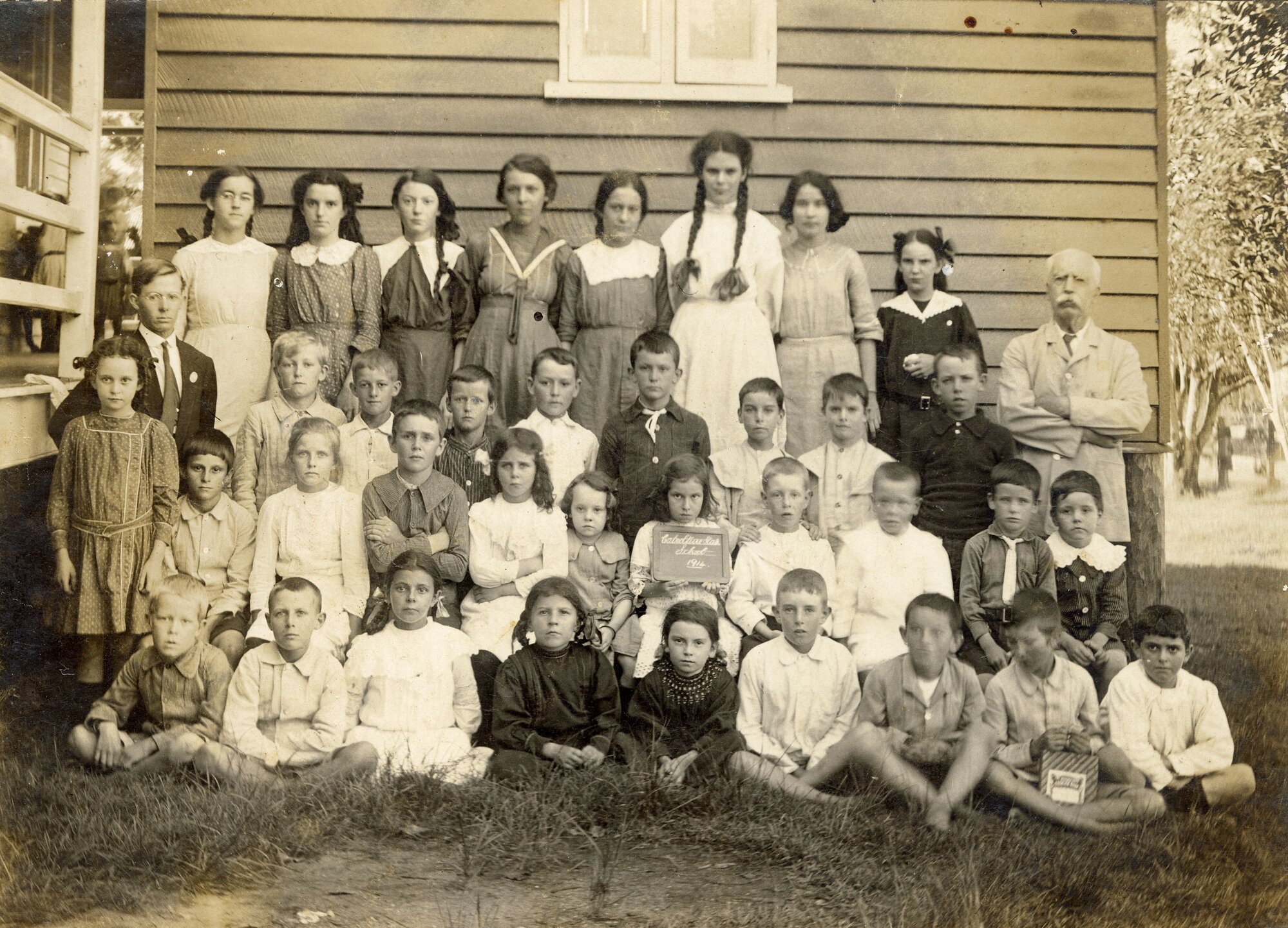 Teacher and students of Caboolture School in 1914