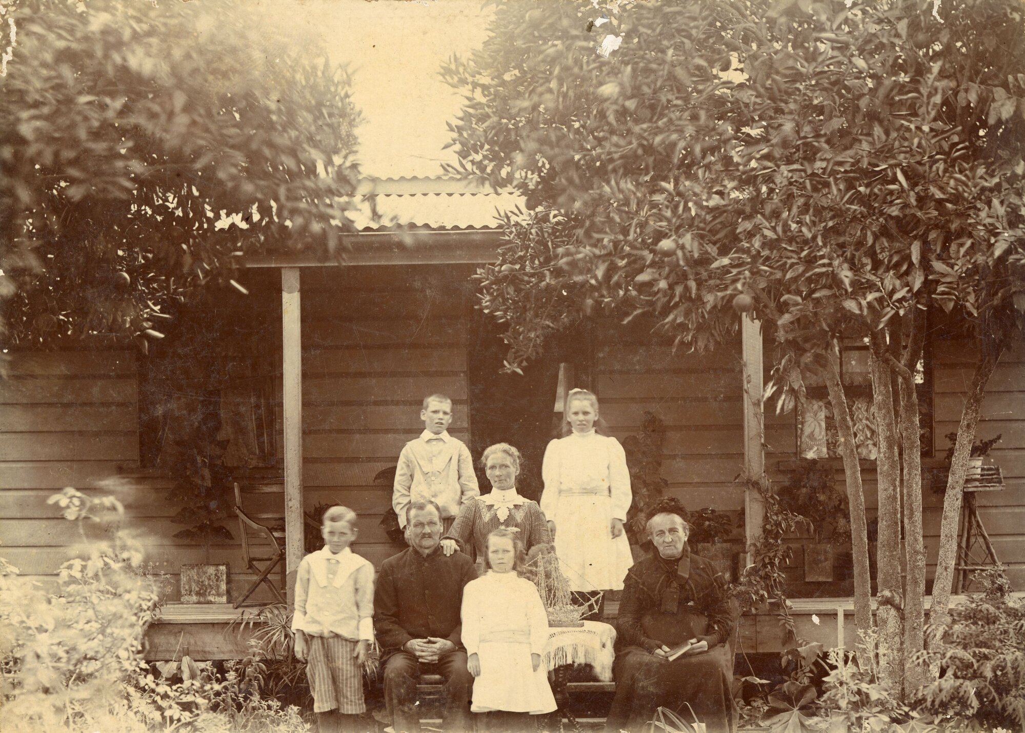 The Chaddock Family outside their home, ca. 1900