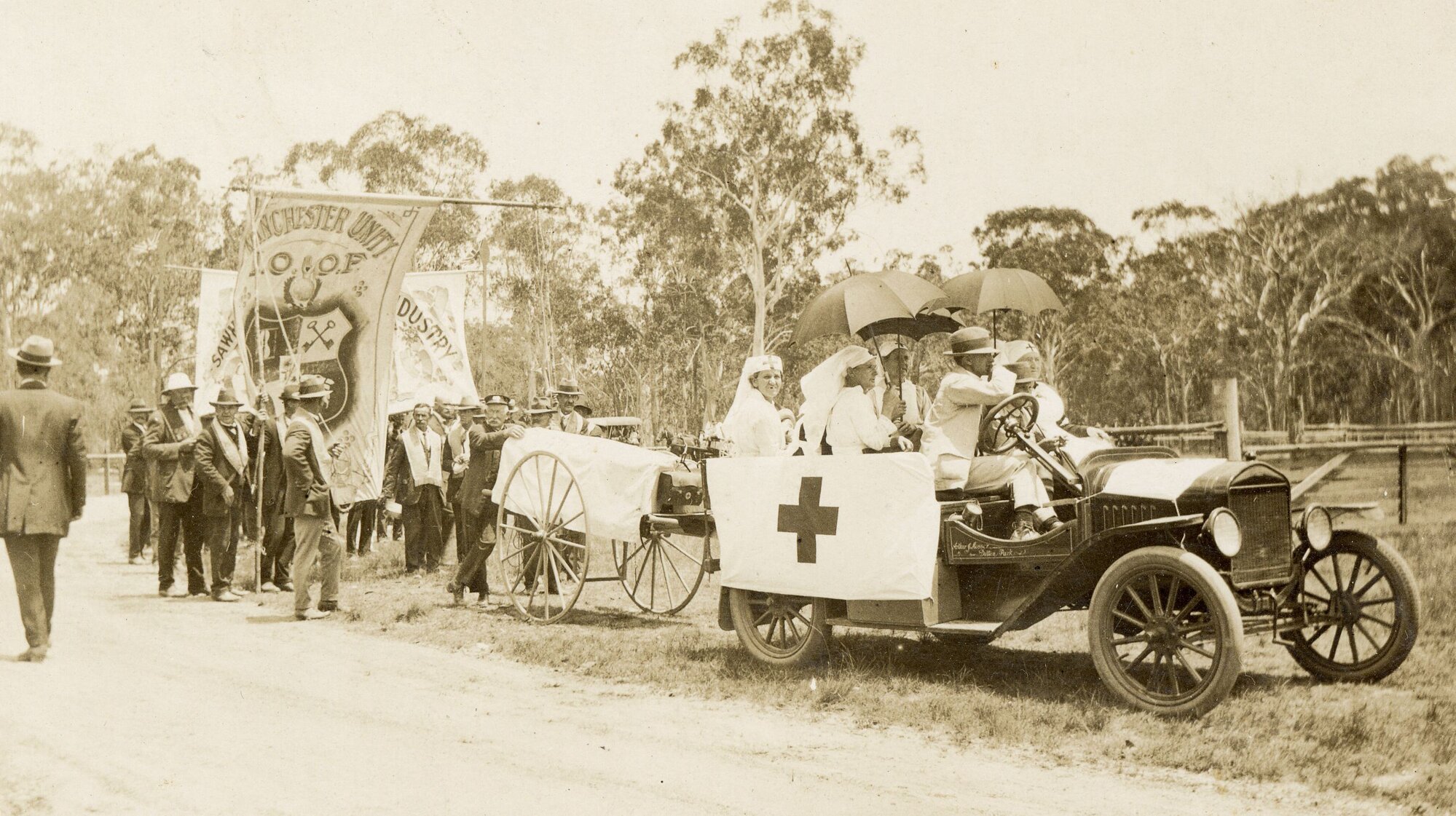 Part of a procession carnival in Caboolture, ca. 1920s