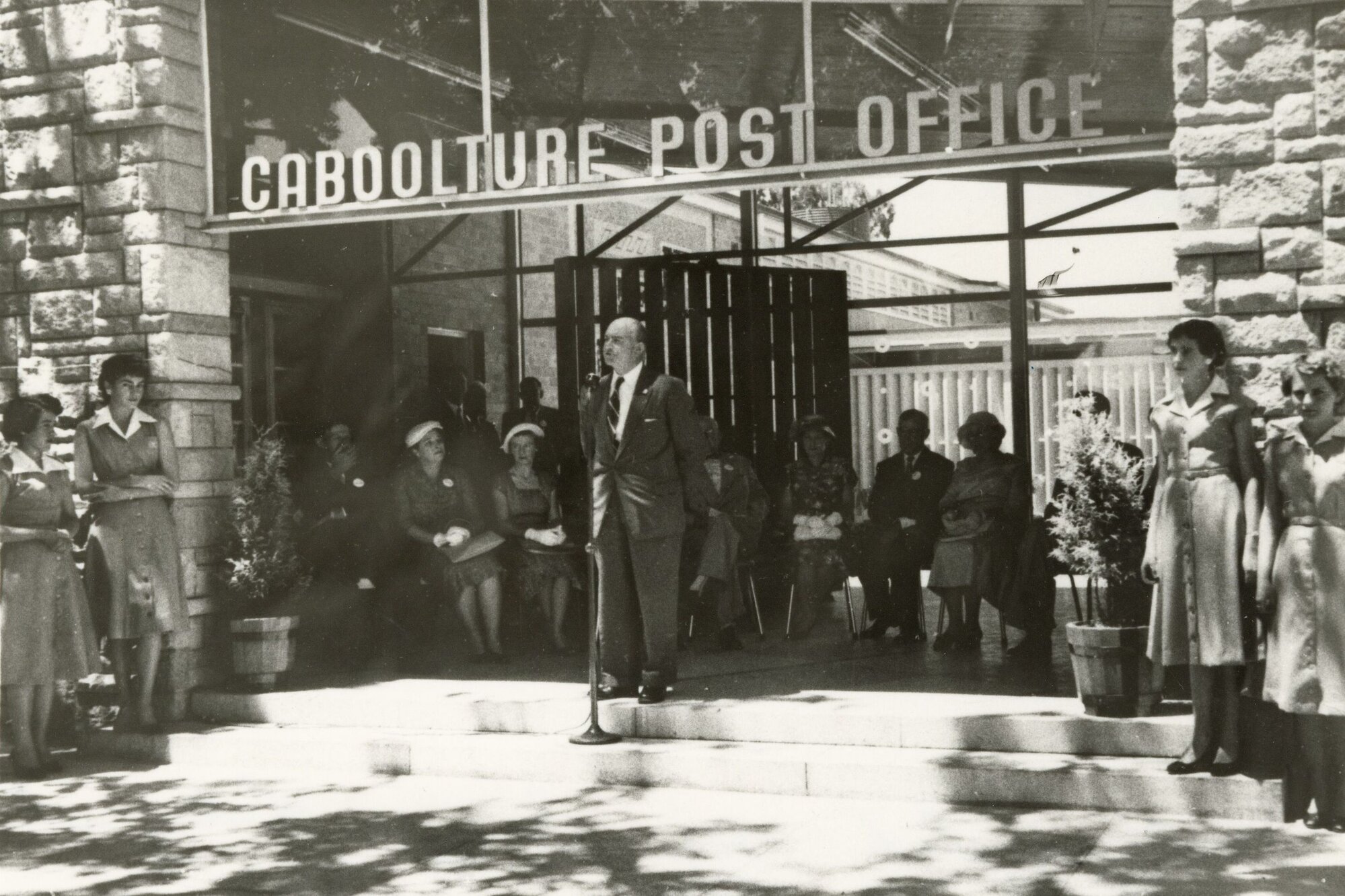 Official guests at the opening of the new Post Office building at Caboolture on 21 October 1958