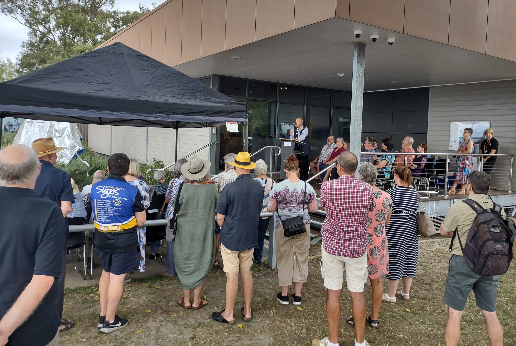 Bribie Historical Society Unveiling Statue at Bribie Seaside Museum
