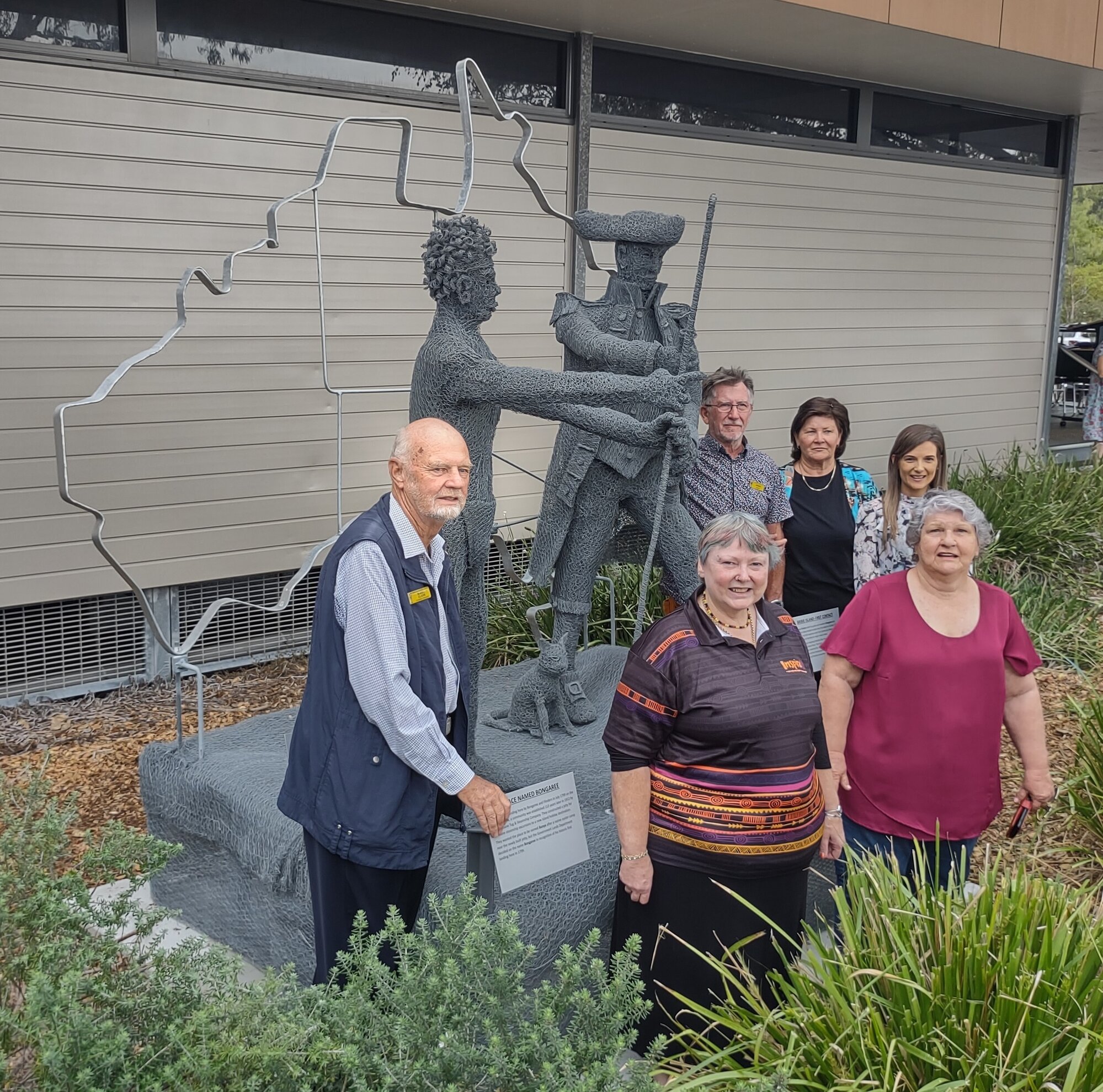 Bribie Historical Society Unveiling Statue at Bribie Seaside Museum