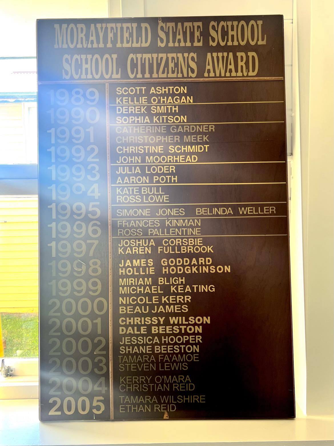 Morayfield State School Honour Board 1989-2005