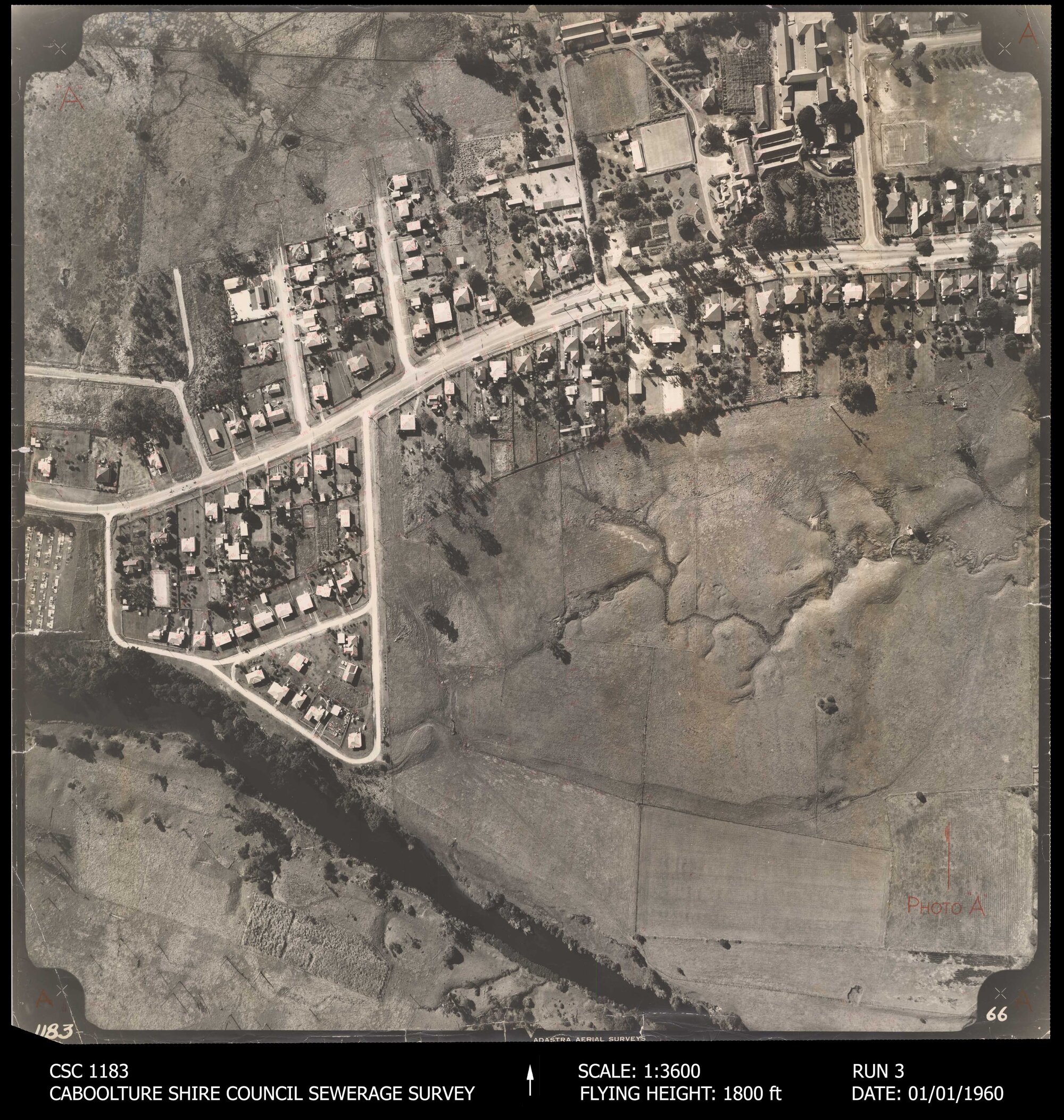 Caboolture Shire Council Sewerage Survey Aerial Photograph, Run 3, No. 66 