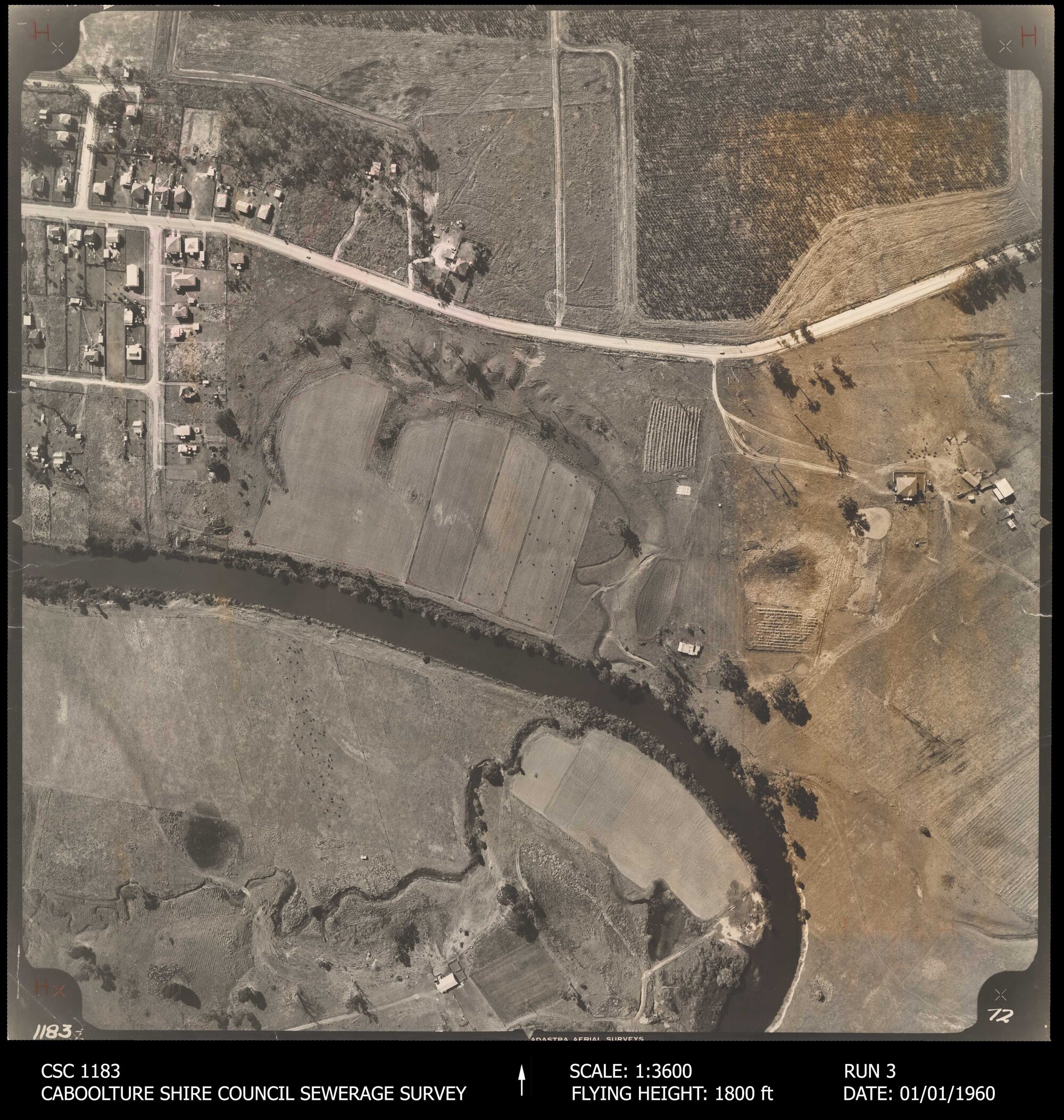 Caboolture Shire Council Sewerage Survey Aerial Photograph, Run 3, No. 72