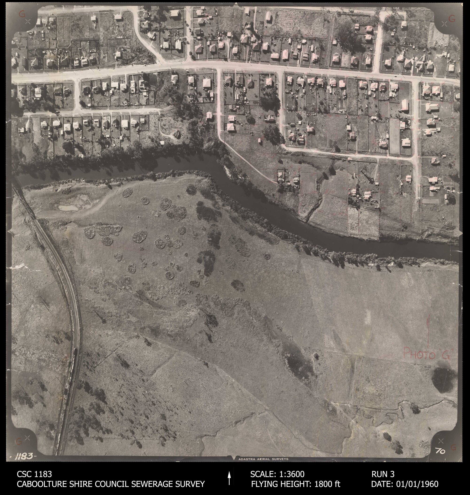 Caboolture Shire Council Sewerage Survey Aerial Photograph, Run 3, No. 70