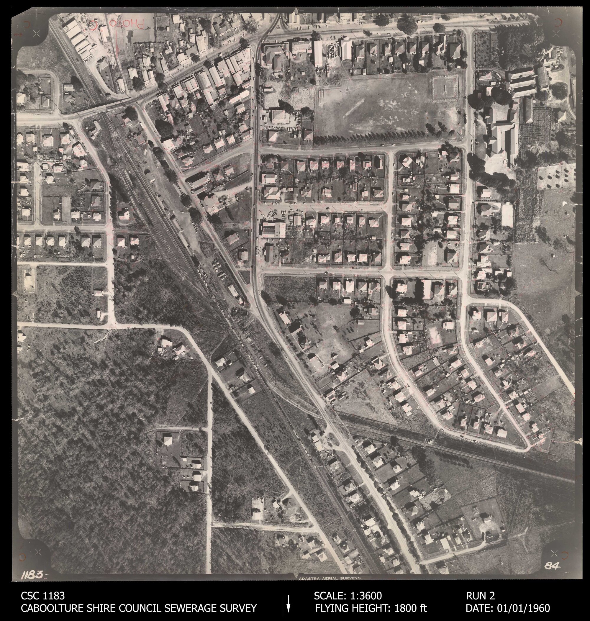 Caboolture Shire Council Sewerage Survey Aerial Photograph, Run 2, No. 84