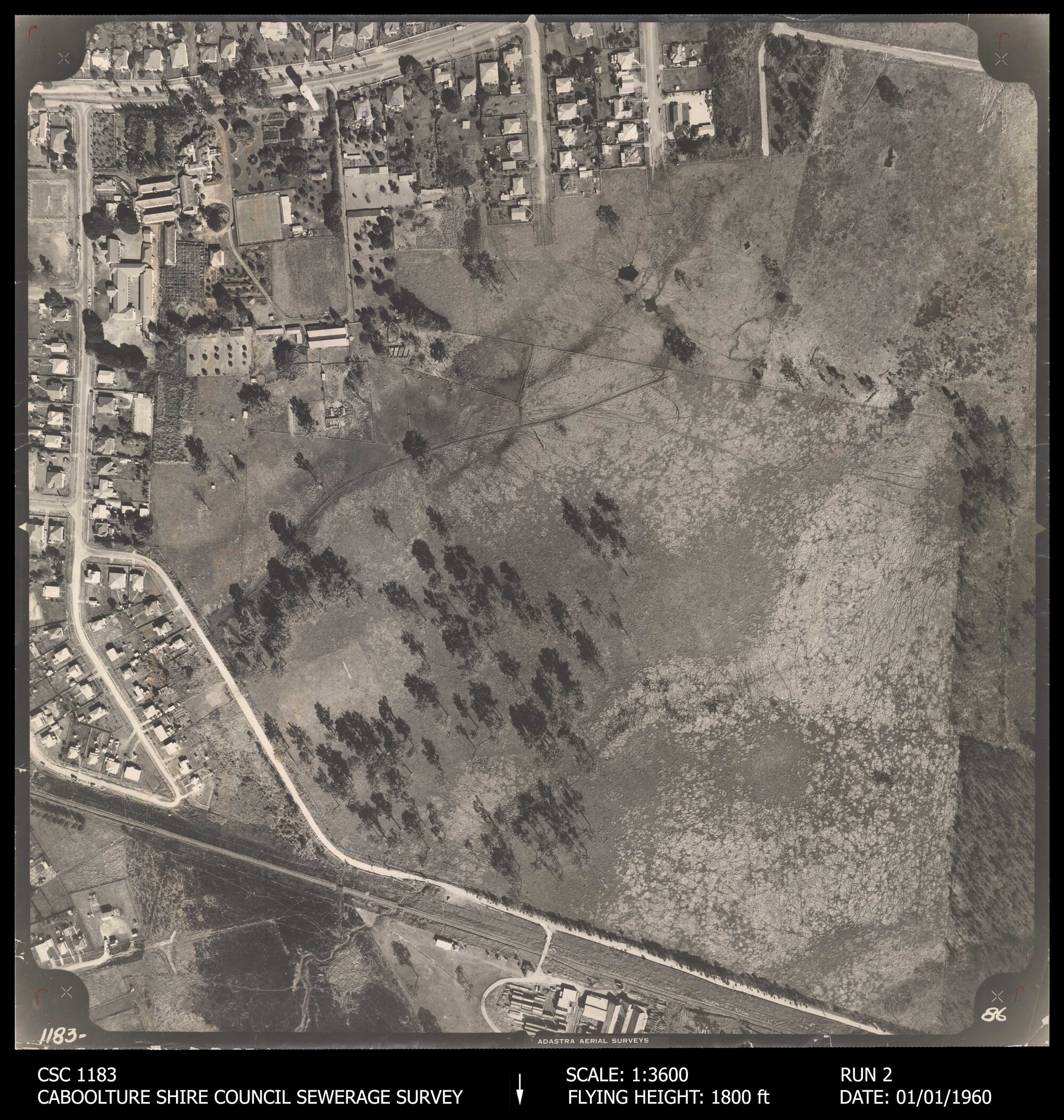 Caboolture Shire Council Sewerage Survey Aerial Photograph, Run 2, No. 86