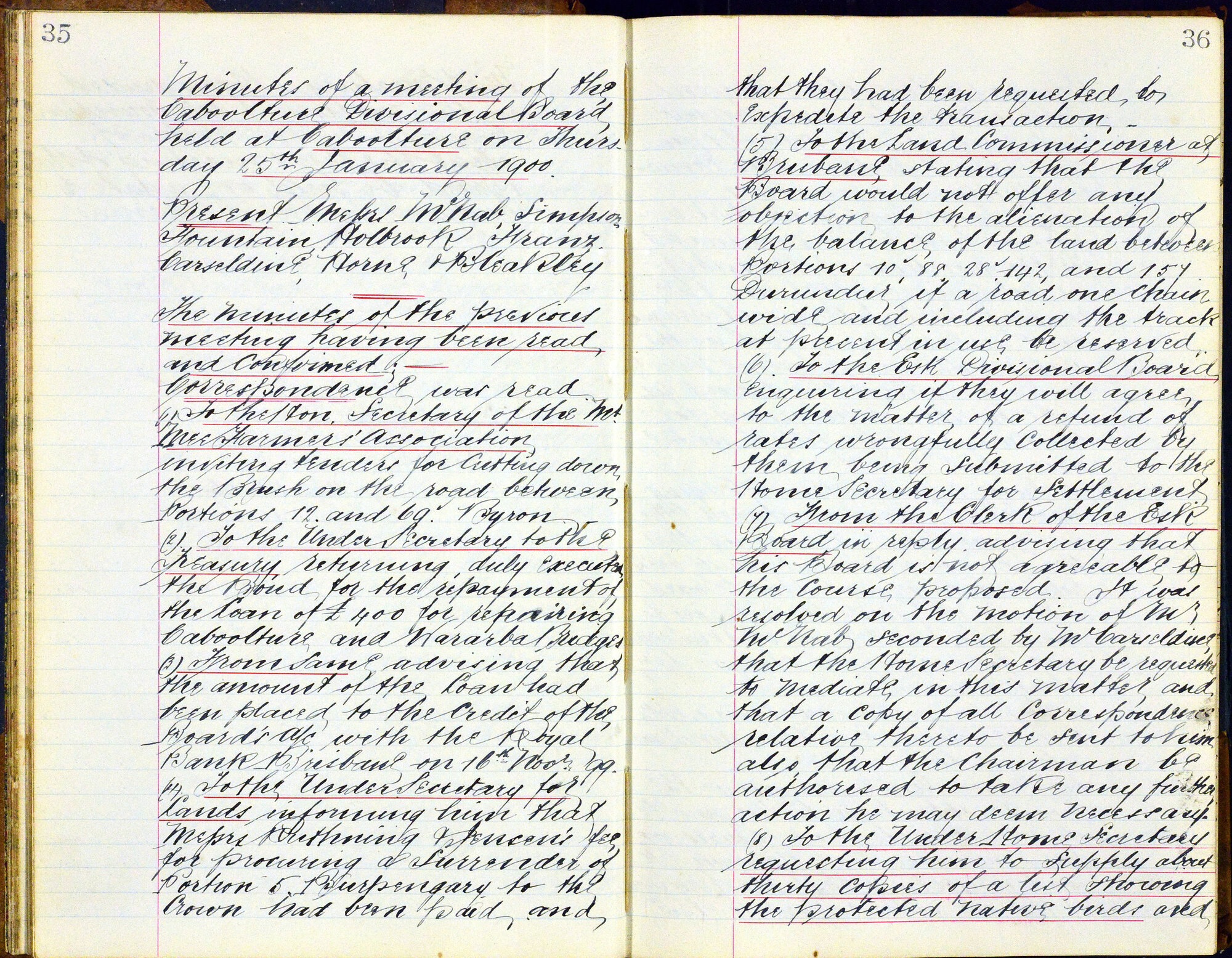 Caboolture Divisional Board Minutes - 25 January 1900 - 5 December 1900