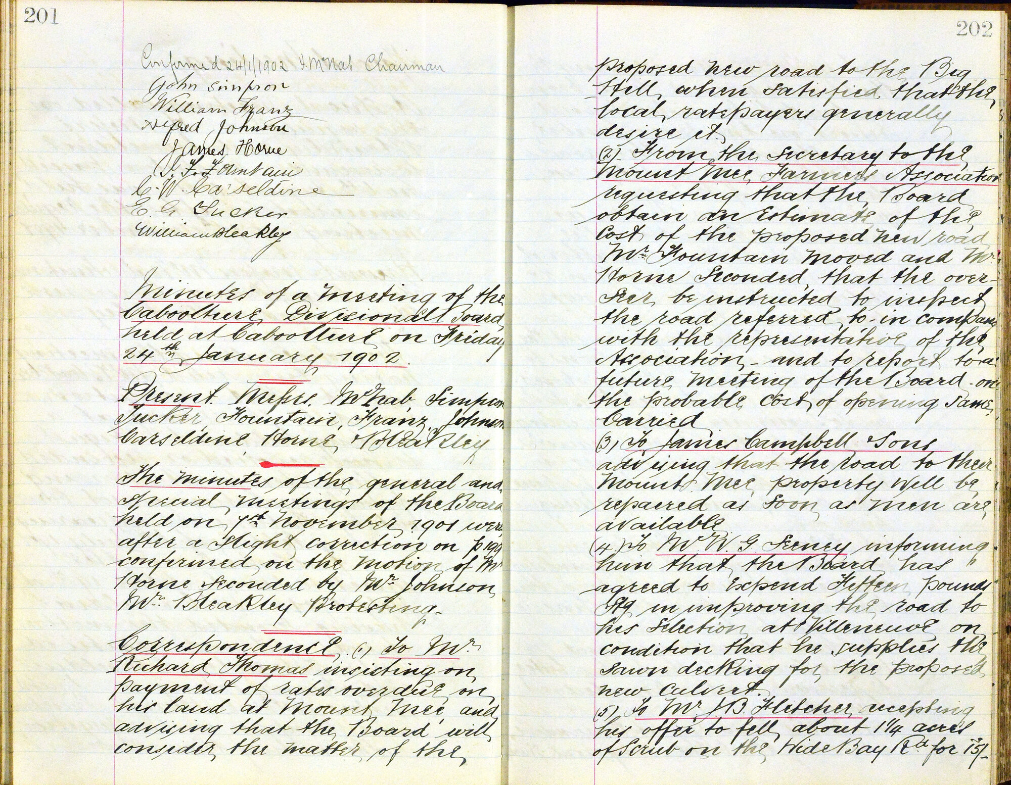 Caboolture Divisional Board Minutes - 24 January 1902 - 6 November 1902