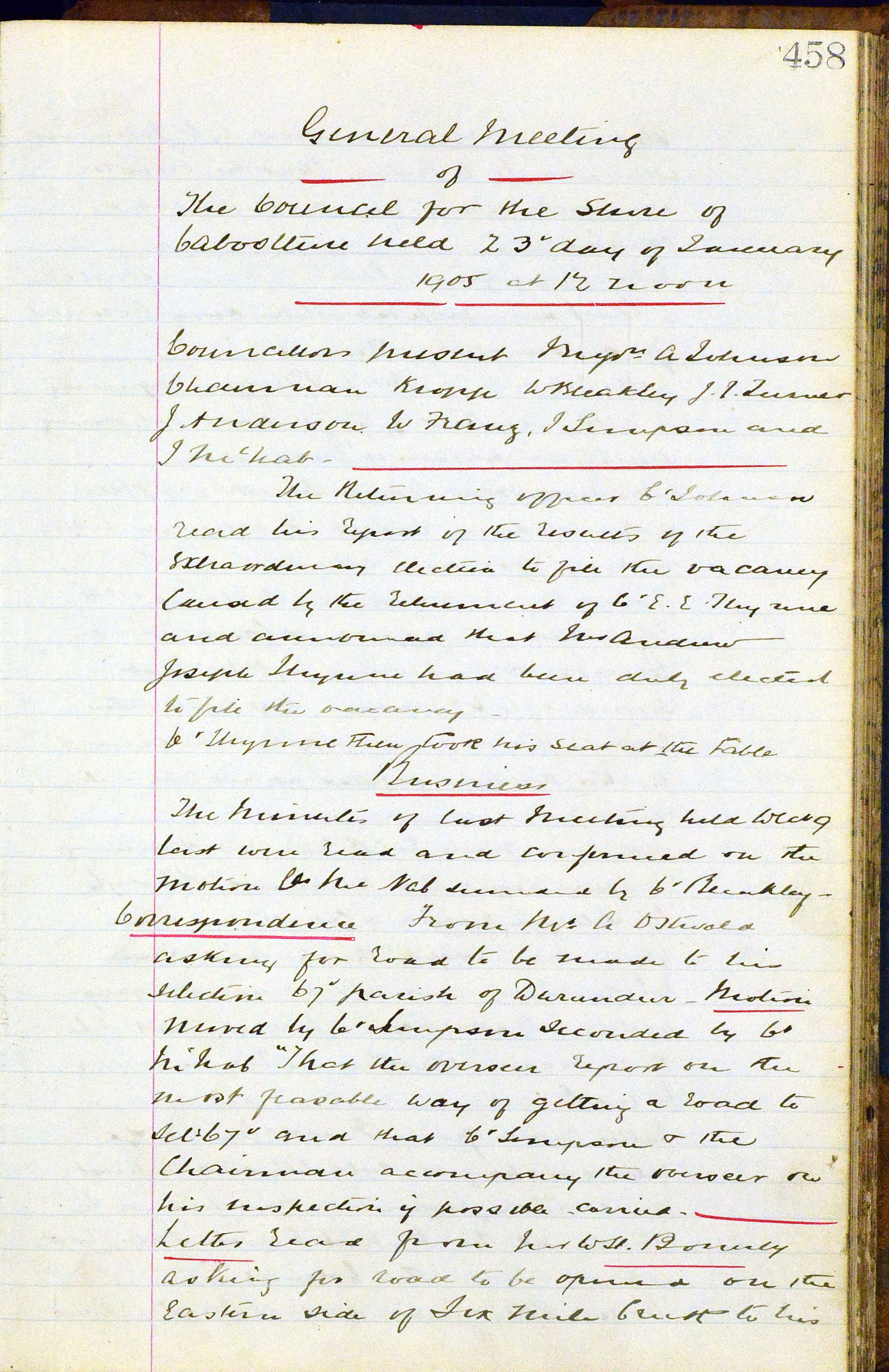 Caboolture Shire Council Minutes - 23 January 1905 - 8 December 1905
