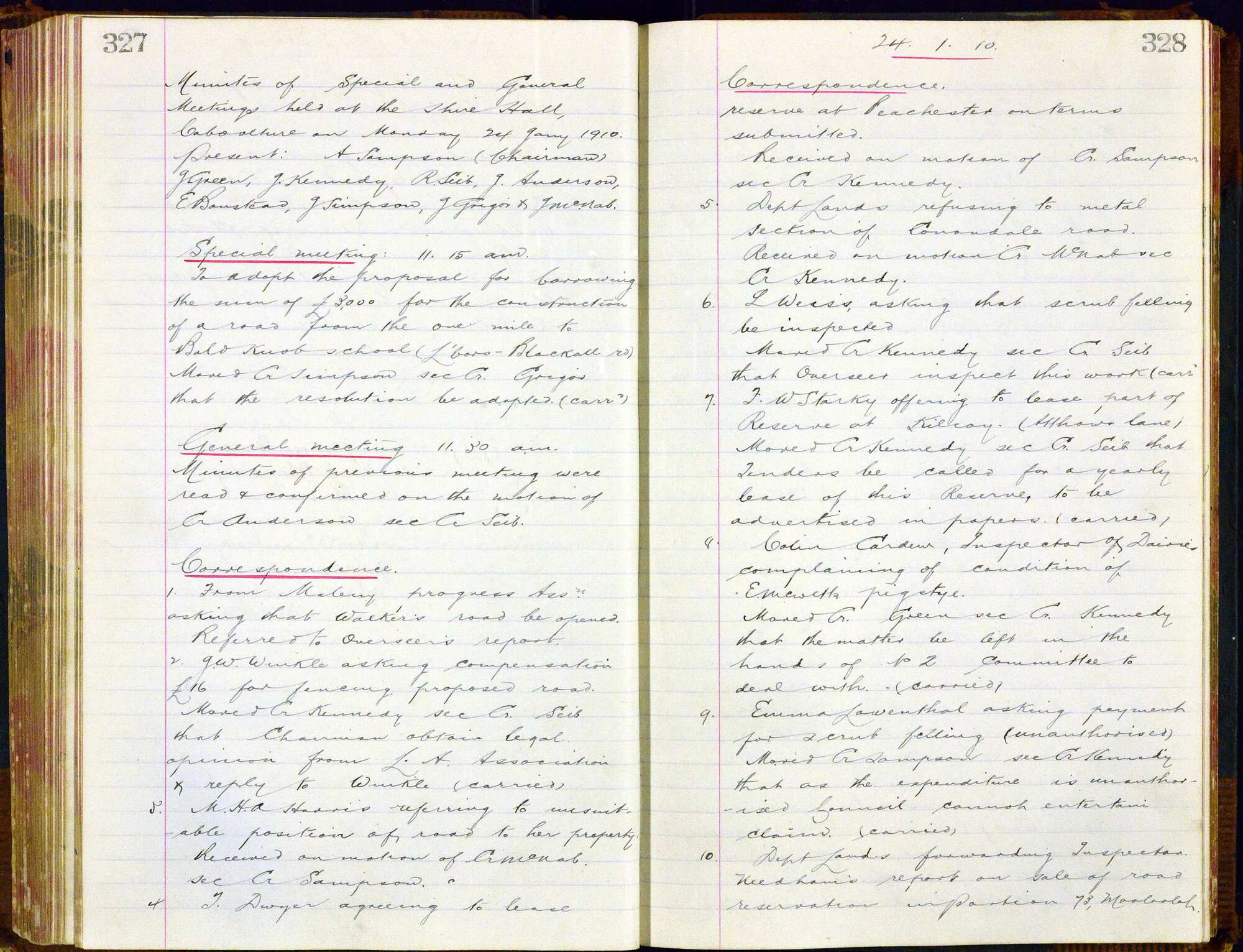 Caboolture Shire Council Minutes - 24 January 1910 - 28 November 1910