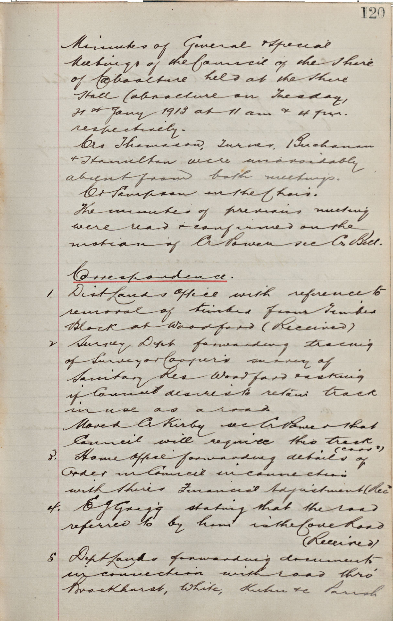 Caboolture Shire Council Minutes - 21 January 1913 - 16 December 1913