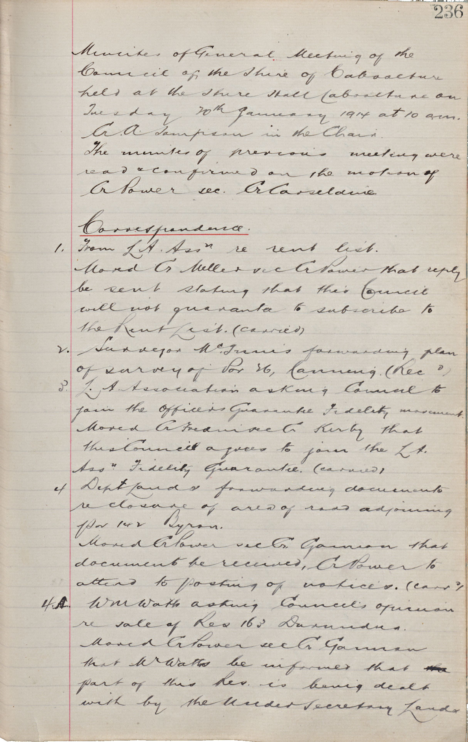Caboolture Shire Council Minutes - 20 January 1914 - 15 December 1914
