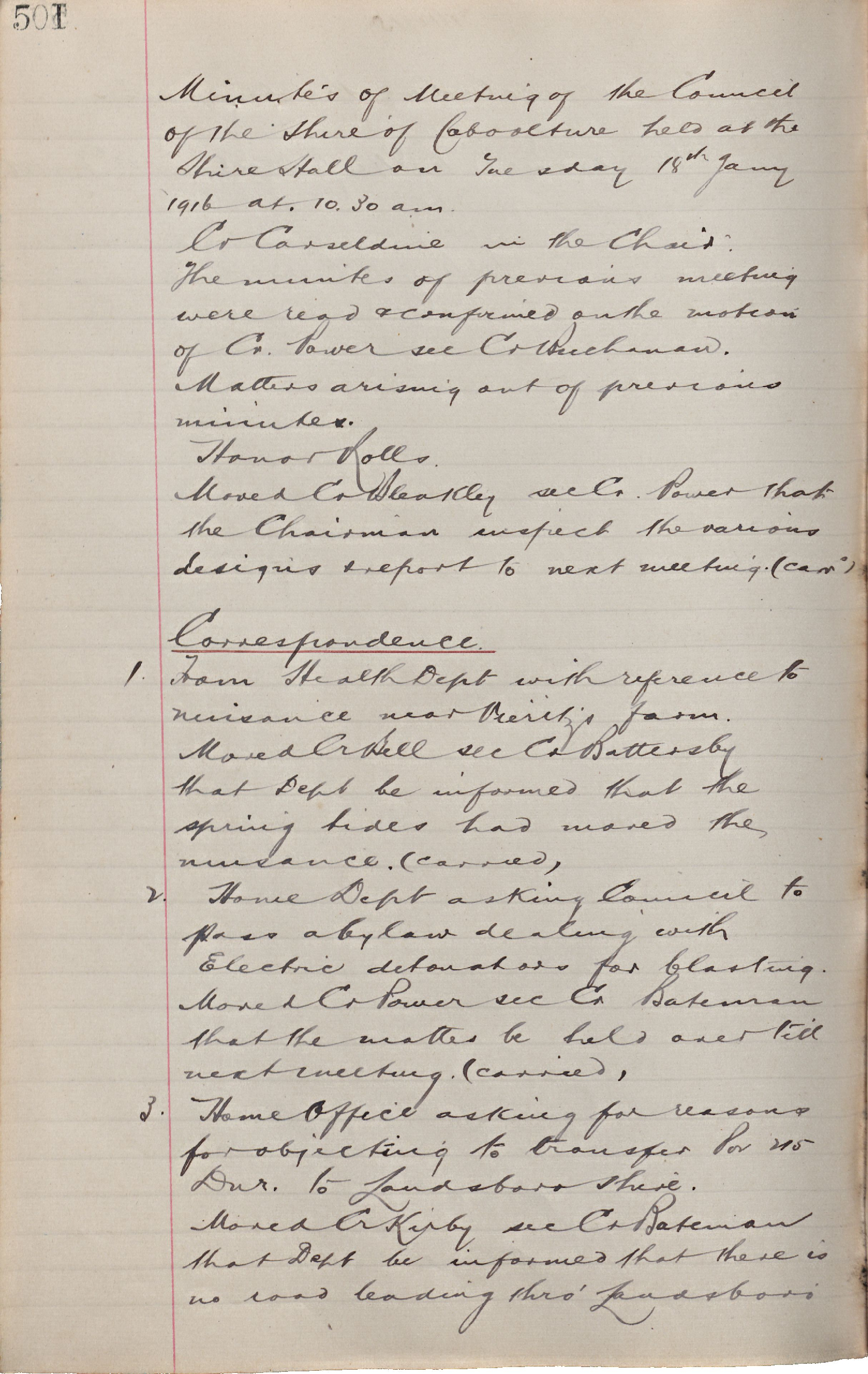 Caboolture Shire Council Minutes - 18 January 1916 - 18 July 1916