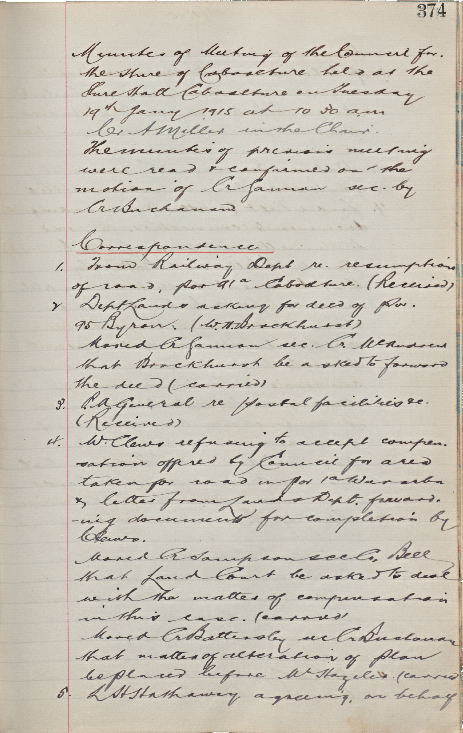 Caboolture Shire Council Minutes - 19 January 1915 - 21 December 1915