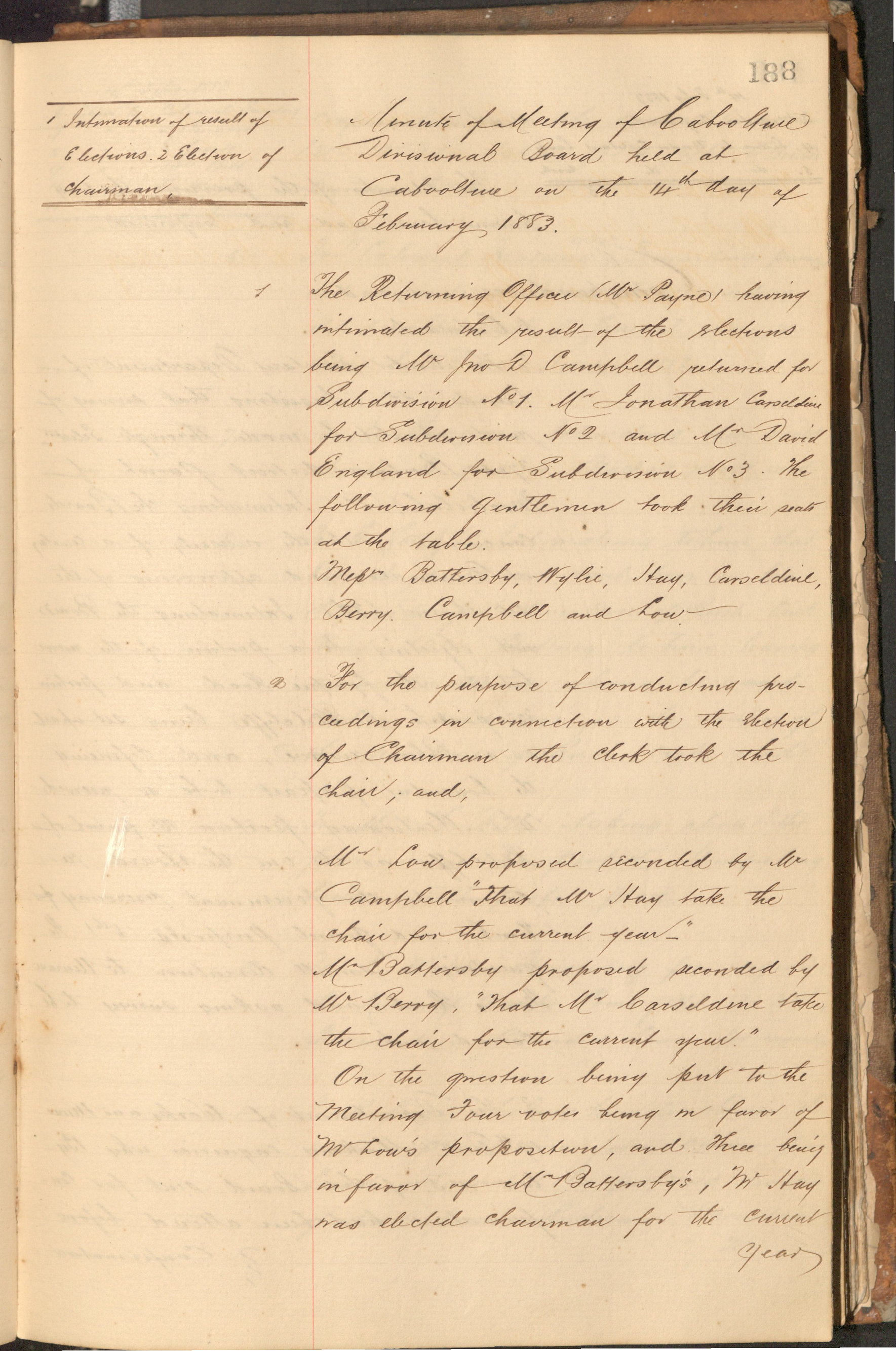 Caboolture Divisional Board Minutes - 14 February 1883 - 14 November 1883