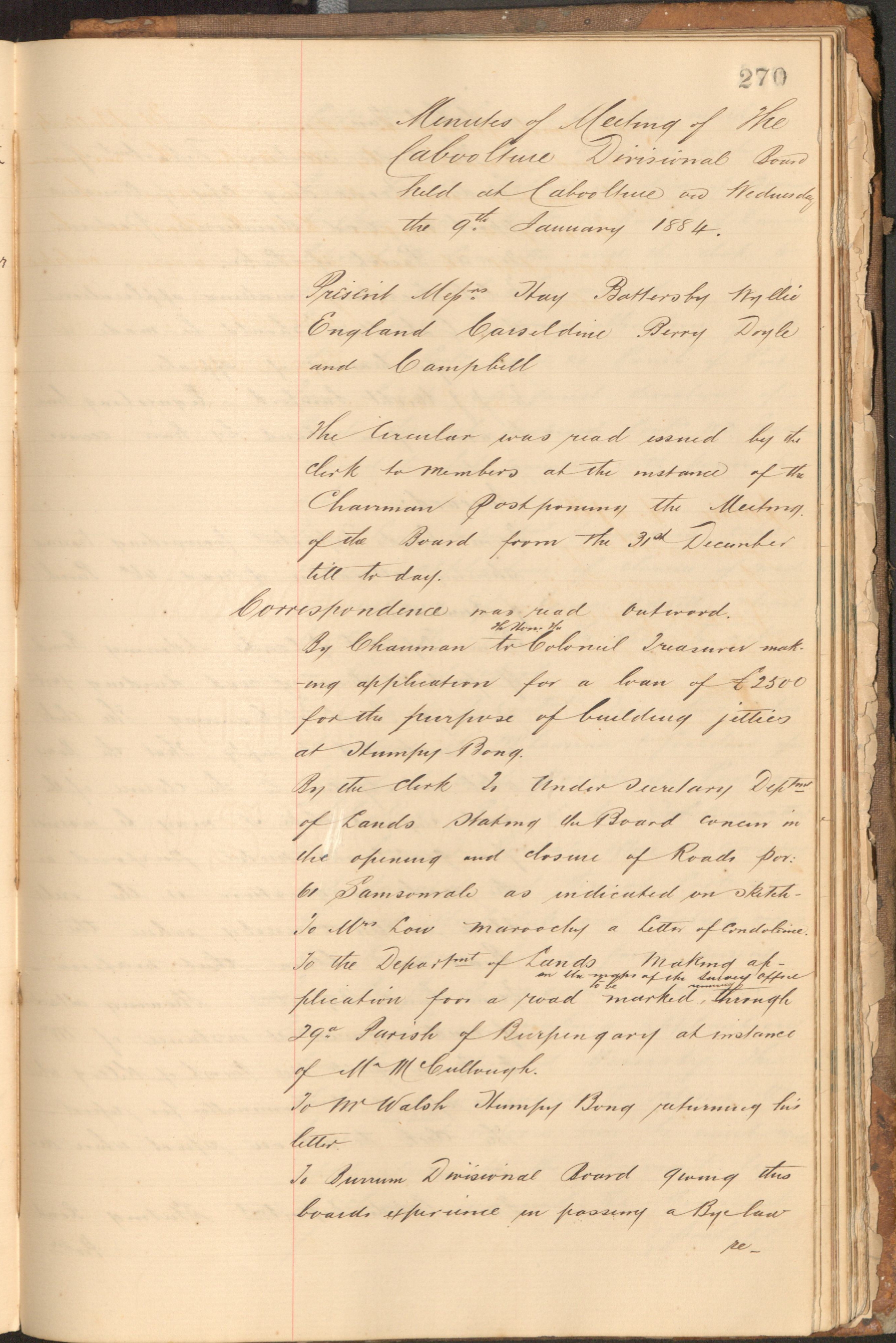 Caboolture Divisional Board Minutes - 9 January 1884 - 15 October 1884