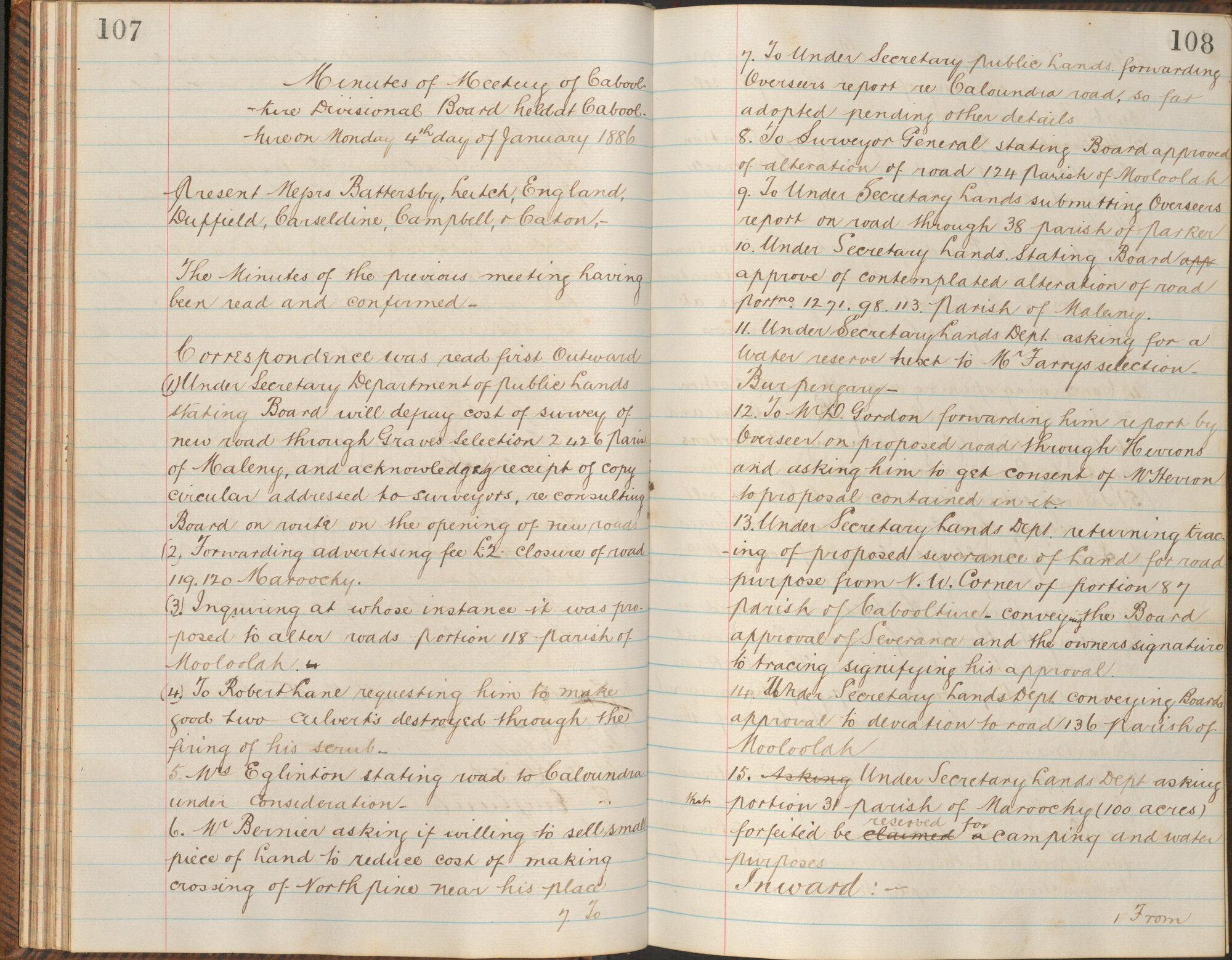 Caboolture Divisional Board Minutes -  4 January 1886 - 11 November 188[6]