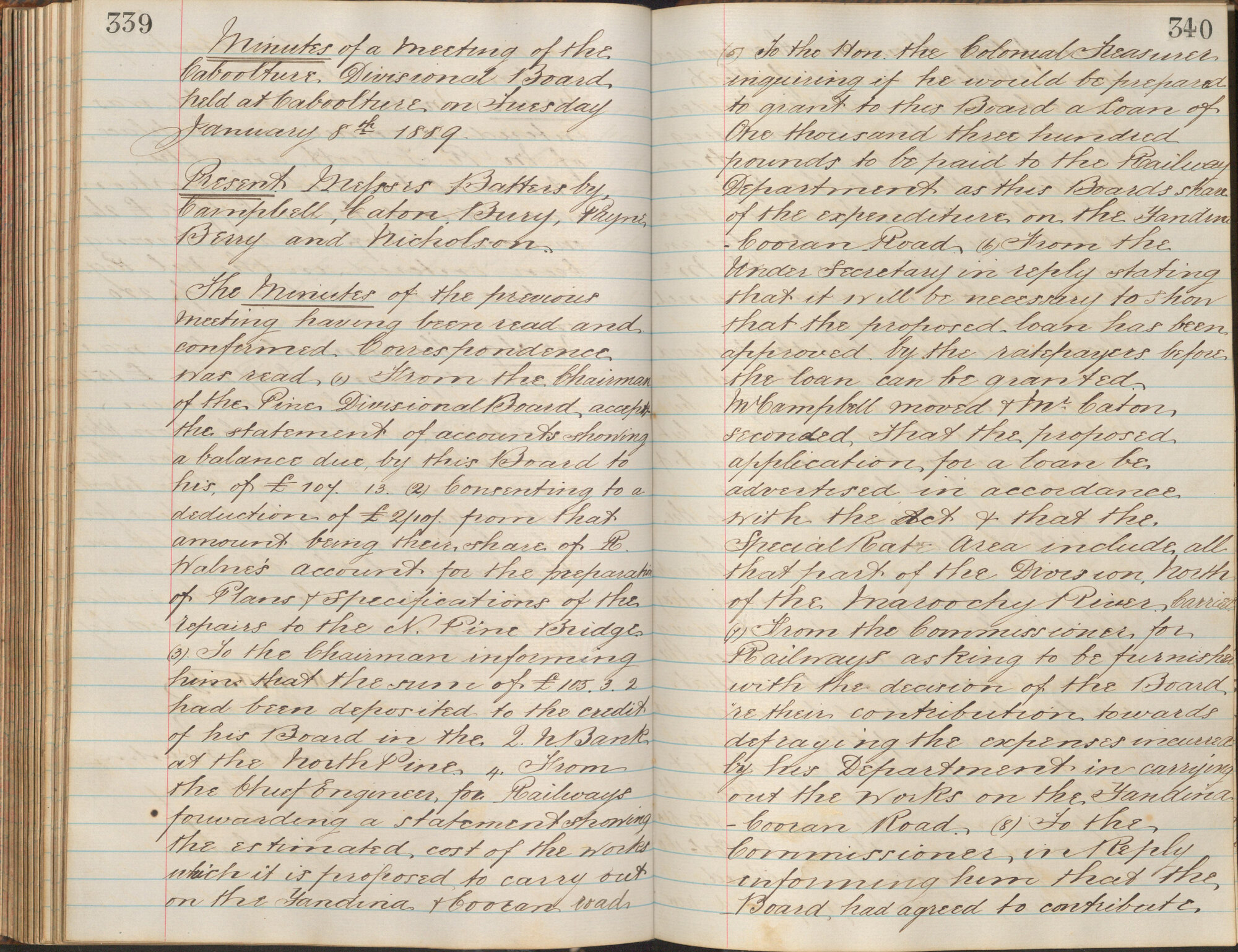 Caboolture Divisional Board Minutes -  8 January 1889 - 20 November 1889