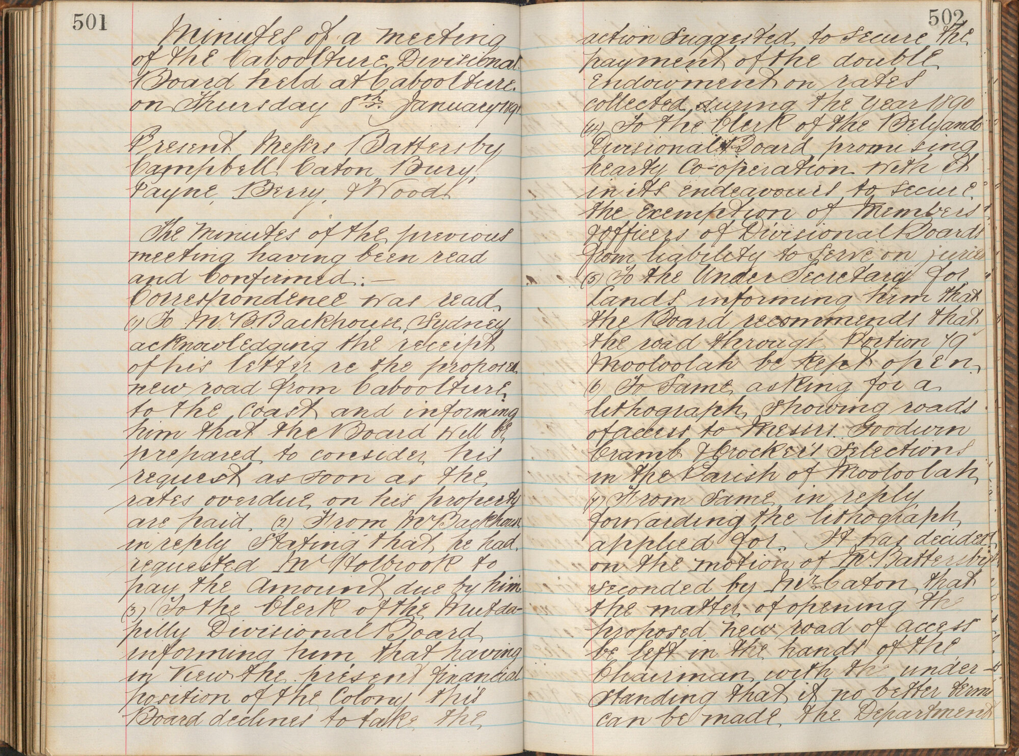 Caboolture Divisional Board Minutes - 8 January 1891 - 18 November 1891
