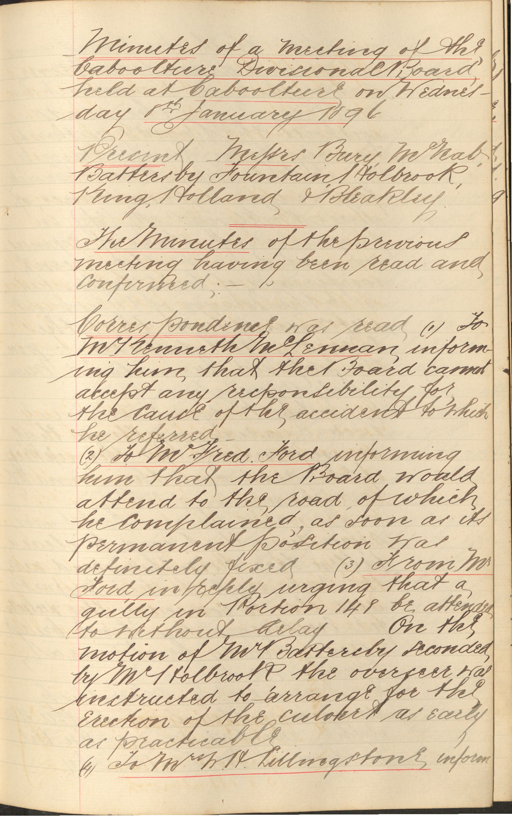 Caboolture Divisional Board Minutes - 8 January 1896 - 26 November 1896