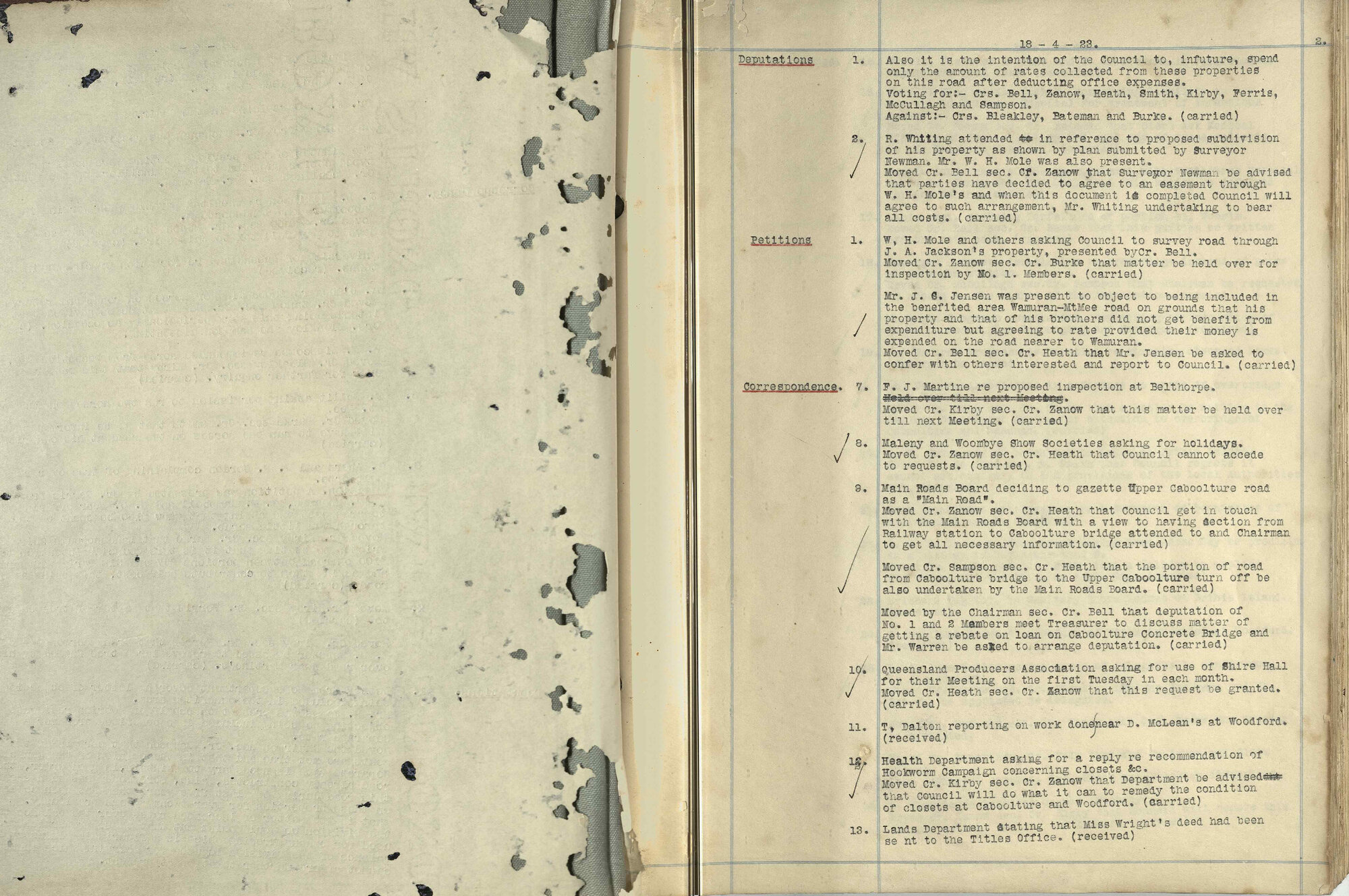 Caboolture Shire Council Minutes - 18 April 1923 - 19 December 1923