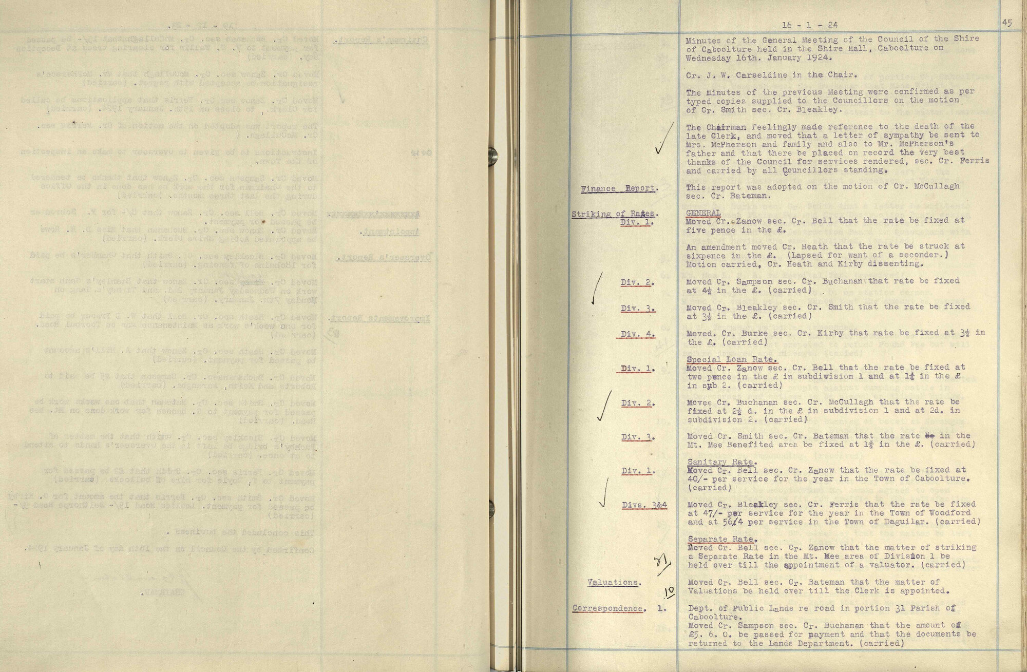 Caboolture Shire Council Minutes - 16 January 1924 - 17 December 1924