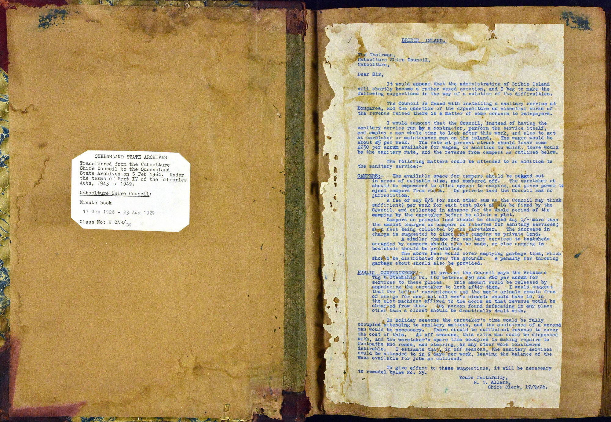 Caboolture Shire Council Minutes - 17 September 1926 - 17 December 1926