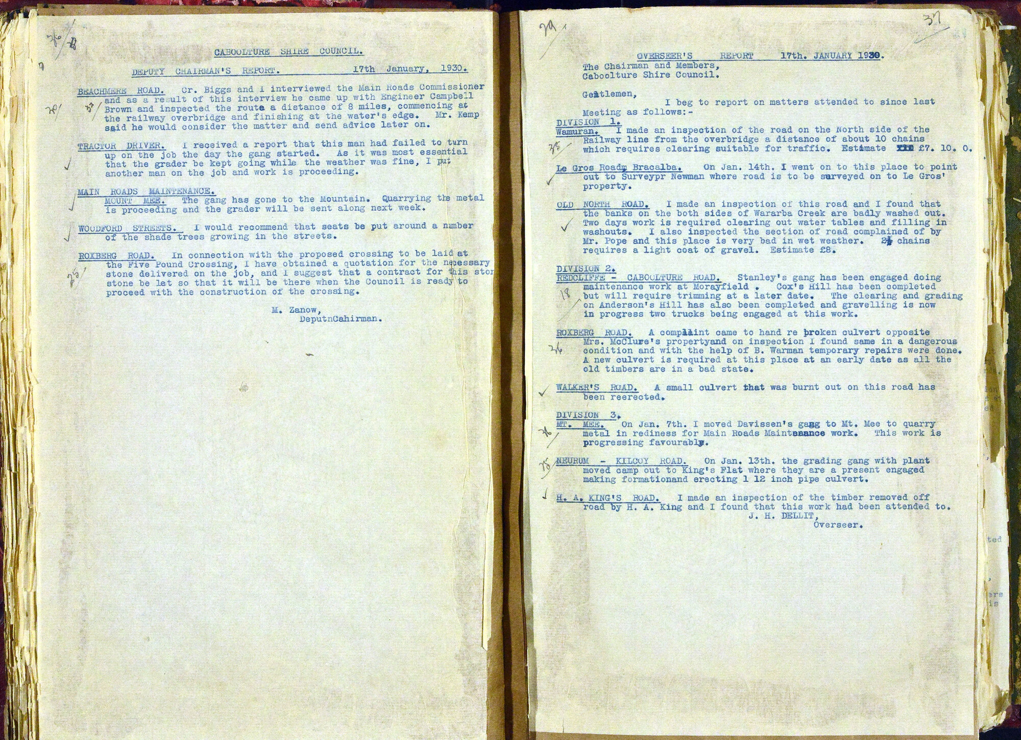 Caboolture Shire Council Minutes - 17 January 1930 - 19 December 1930