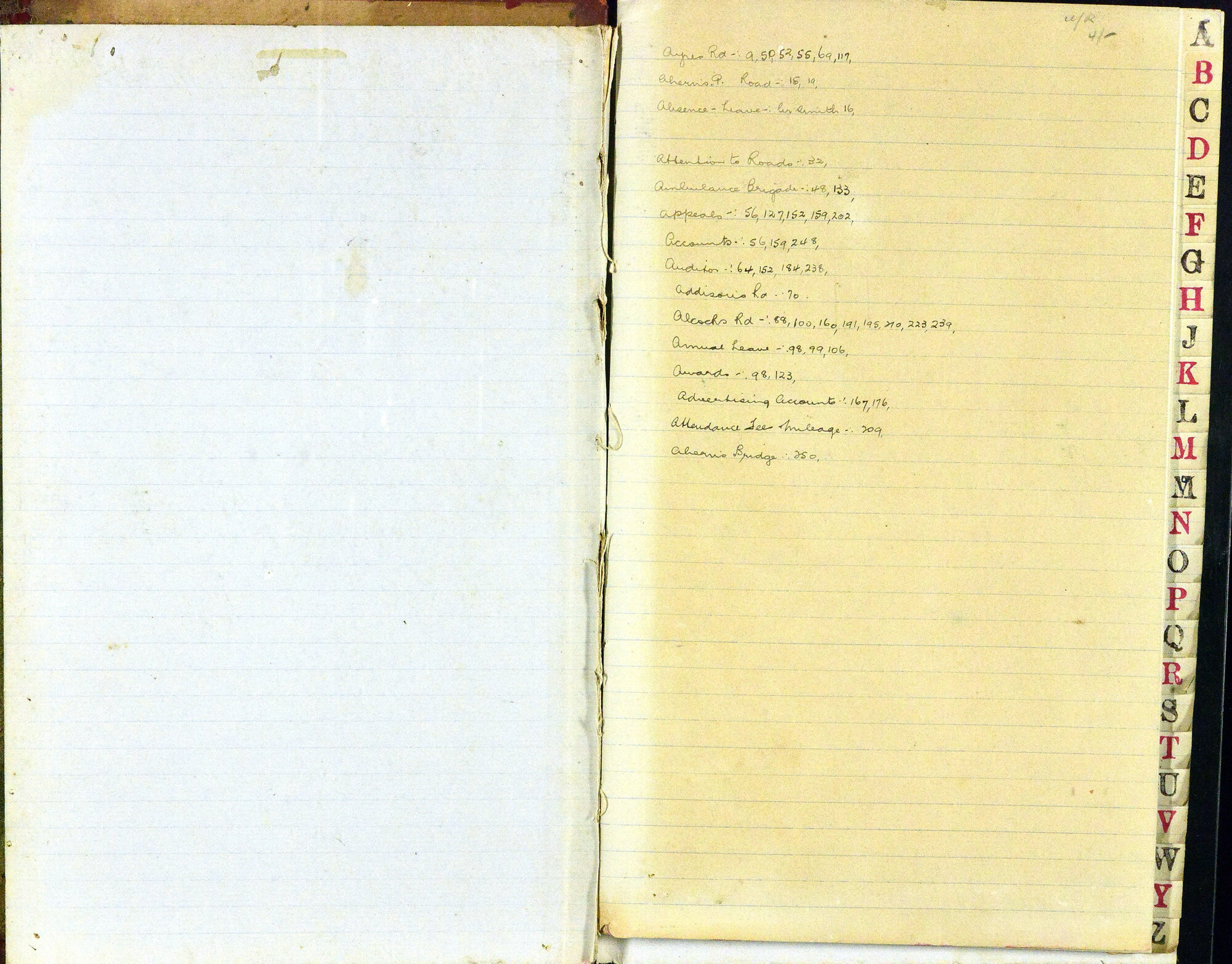 Caboolture Shire Council Minutes - 20 September 1929 - 11 March 1932 - Index