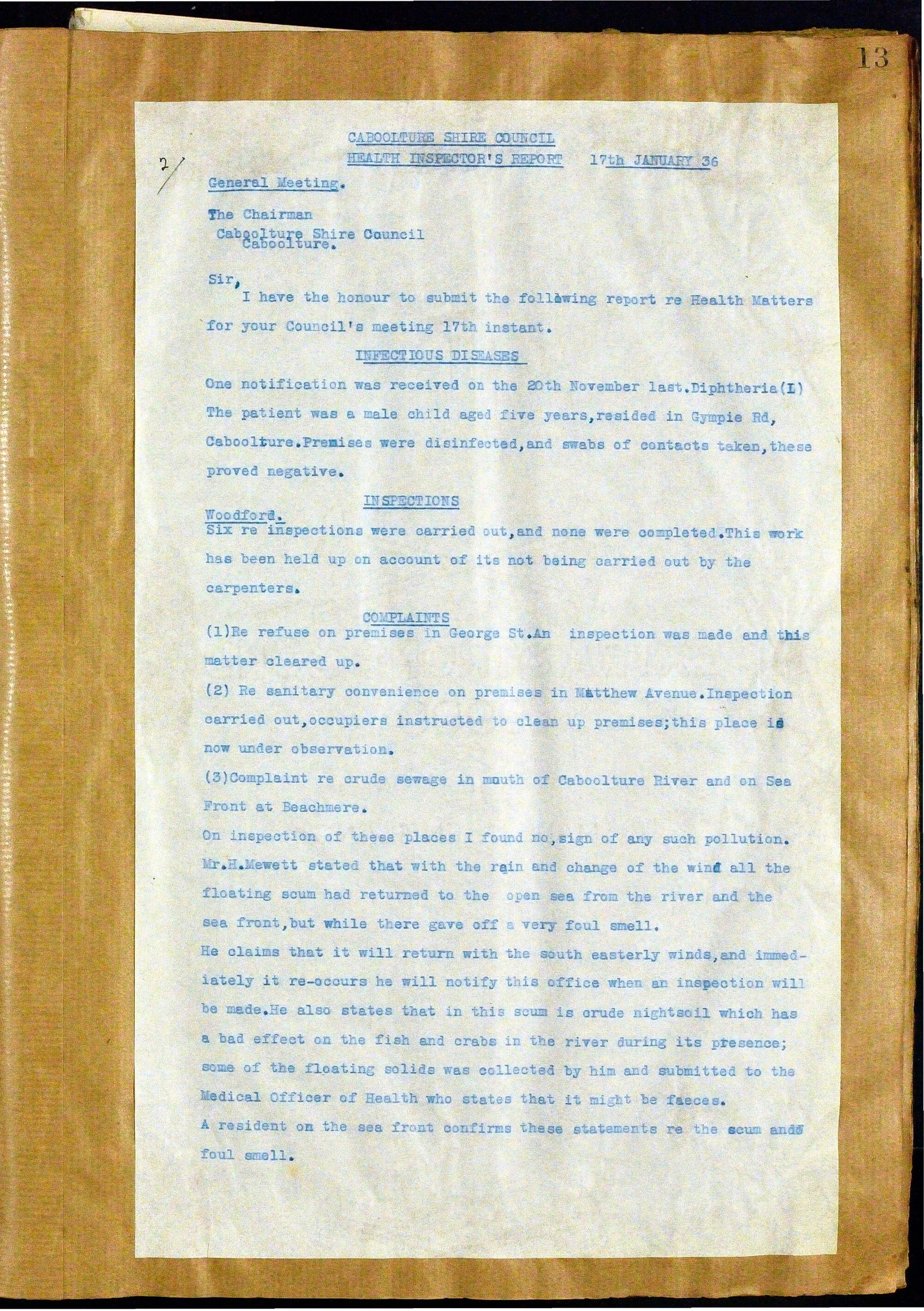Caboolture Shire Council Minutes - 17 January 1936 - 18 December 1936