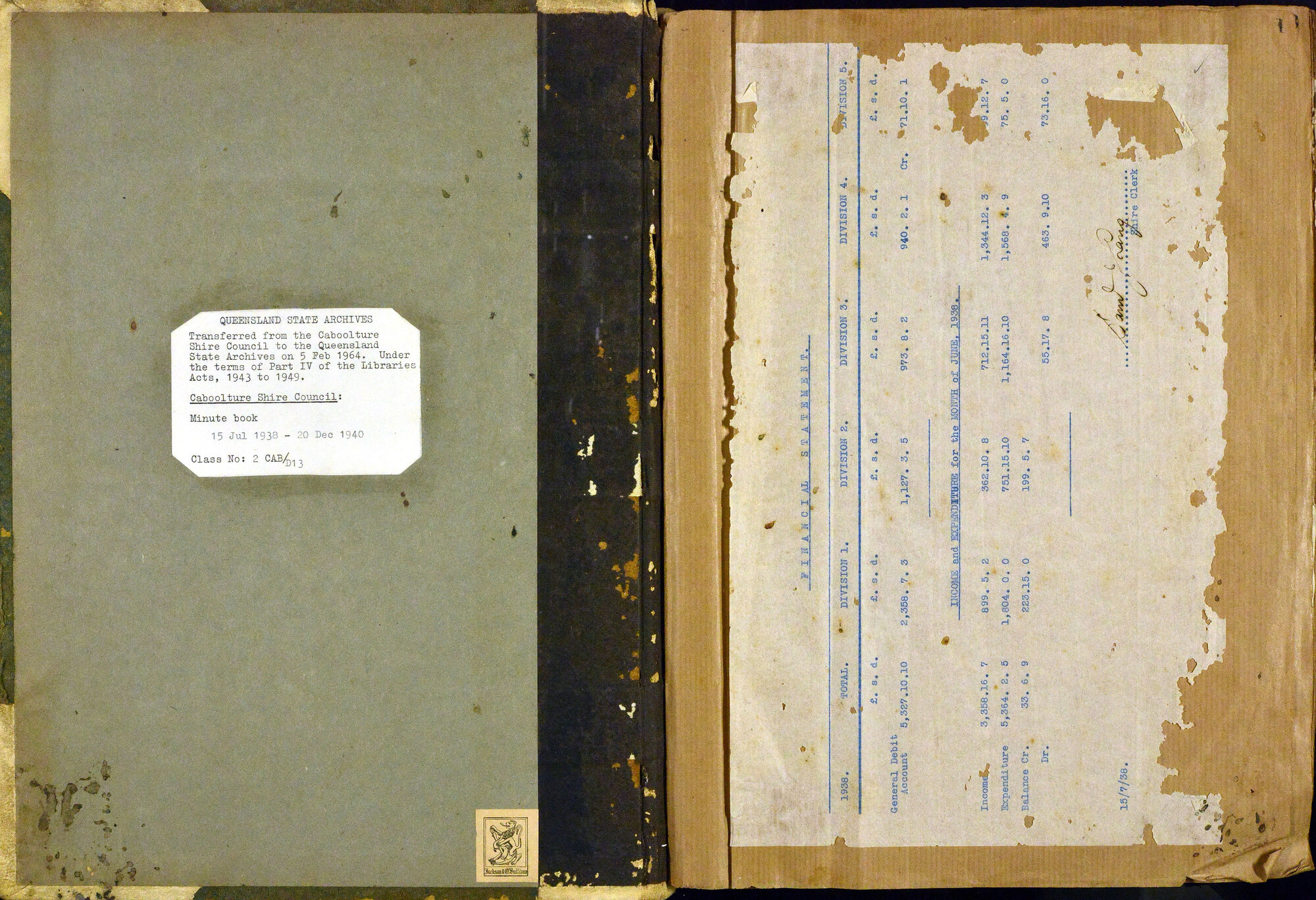 Caboolture Shire Council Minutes - 15 July 1938 - 16 December 1938