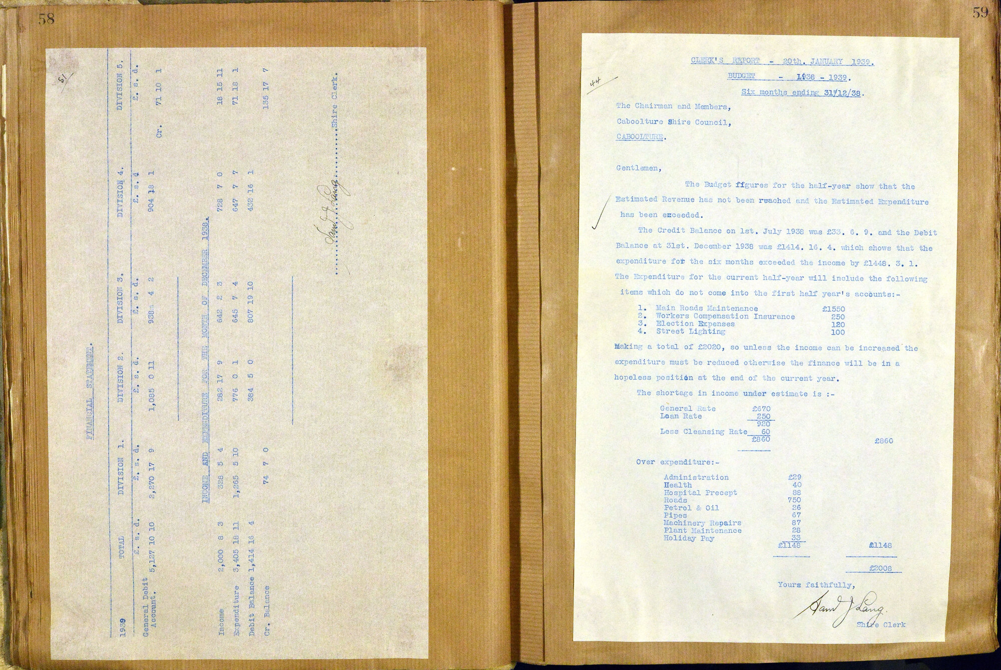 Caboolture Shire Council Minutes - 20 January 1939 - 15 December 1939