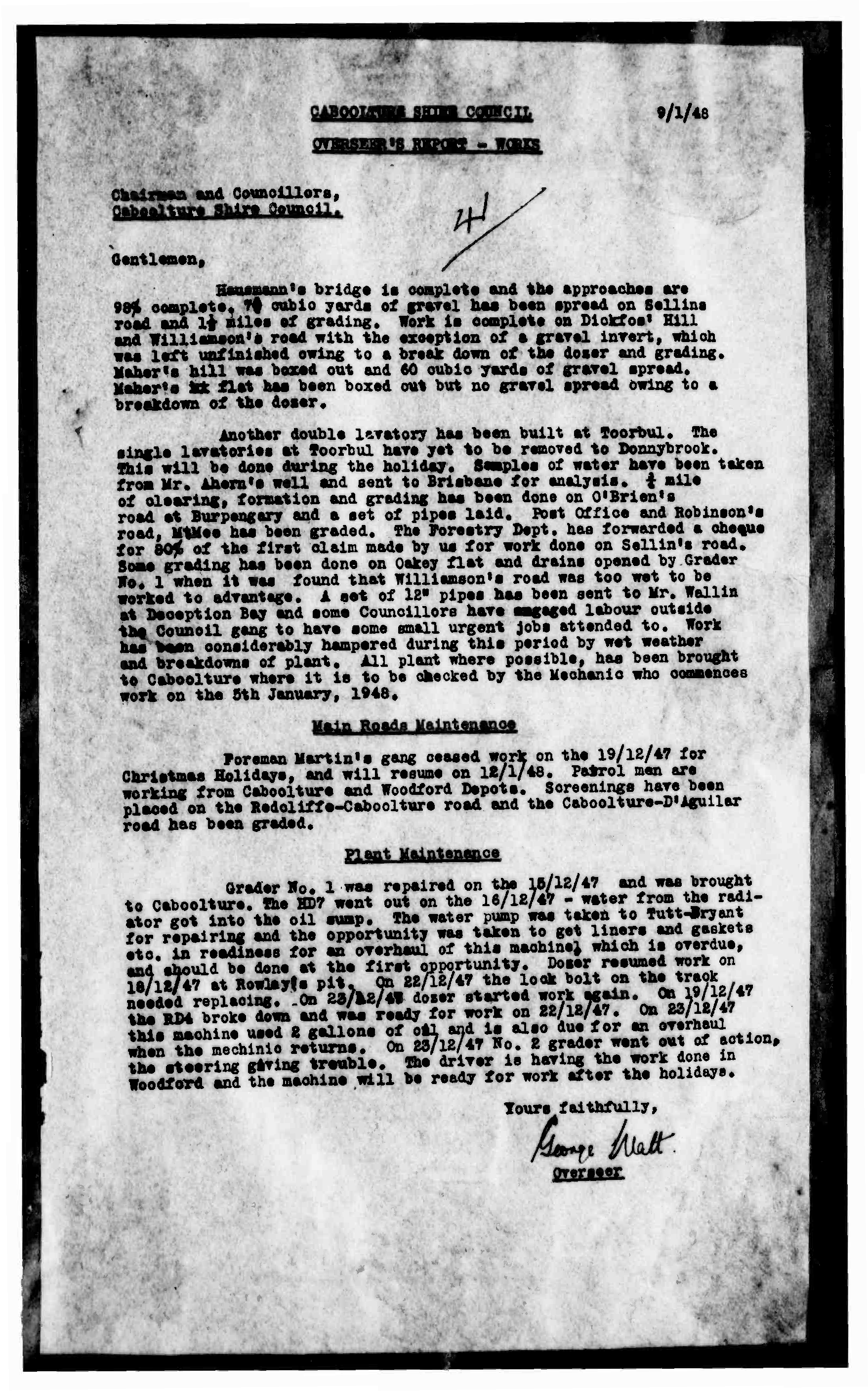 Caboolture Shire Council Minutes - 9 January 1948 - 18 December 1948