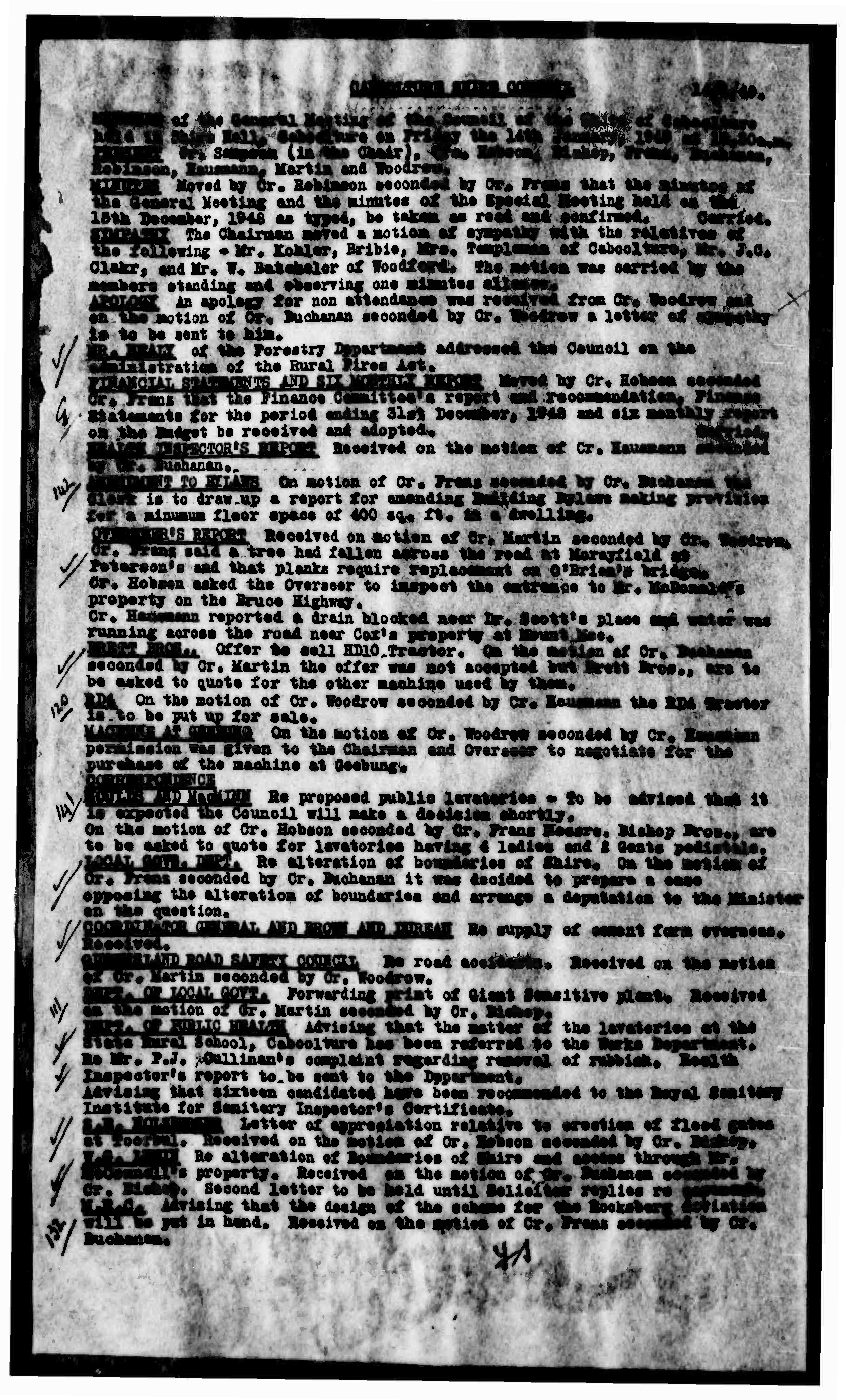Caboolture Shire Council Minutes - 14 January 1949 - 14 December 1949
