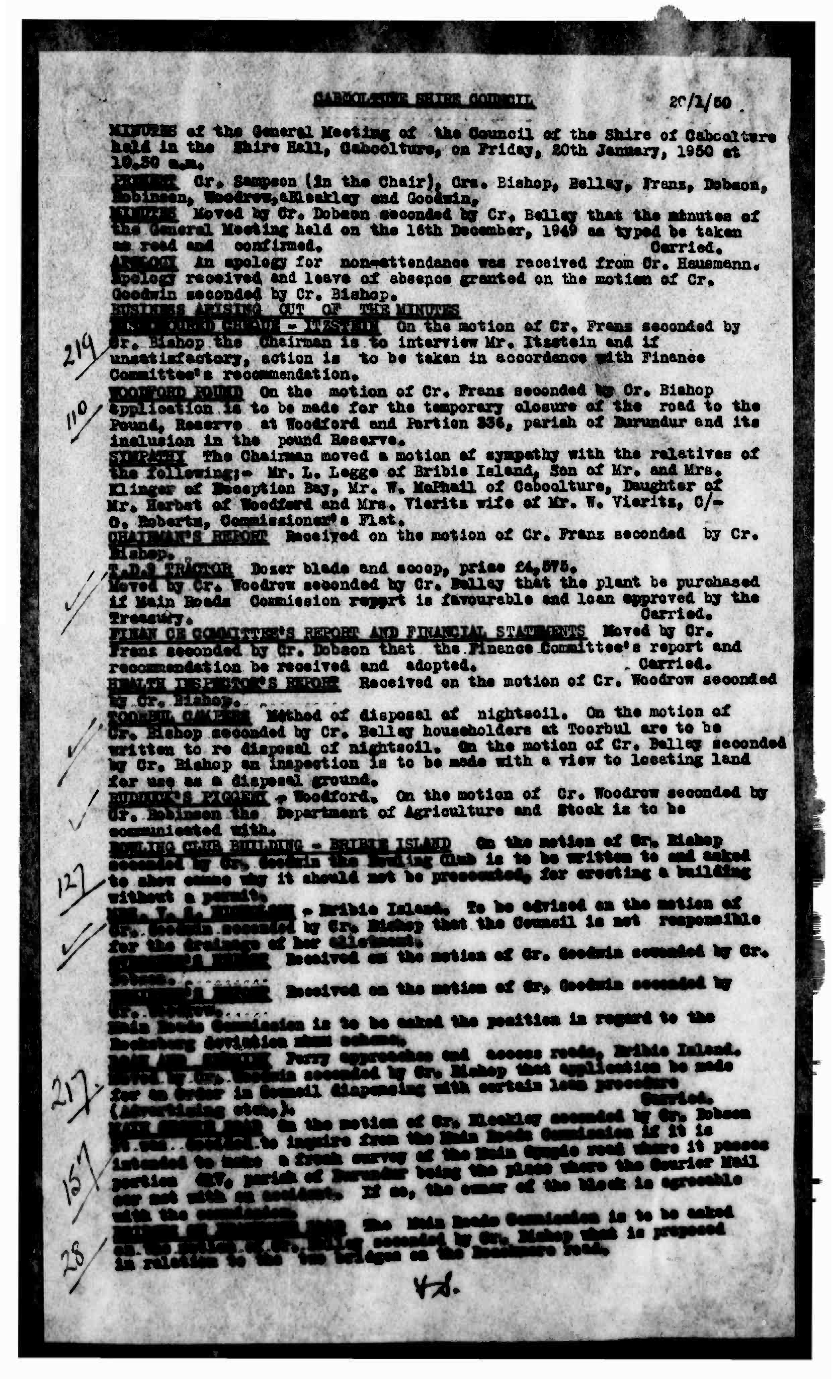 Caboolture Shire Council Minutes - 20 January 1950 - 18 December 1950