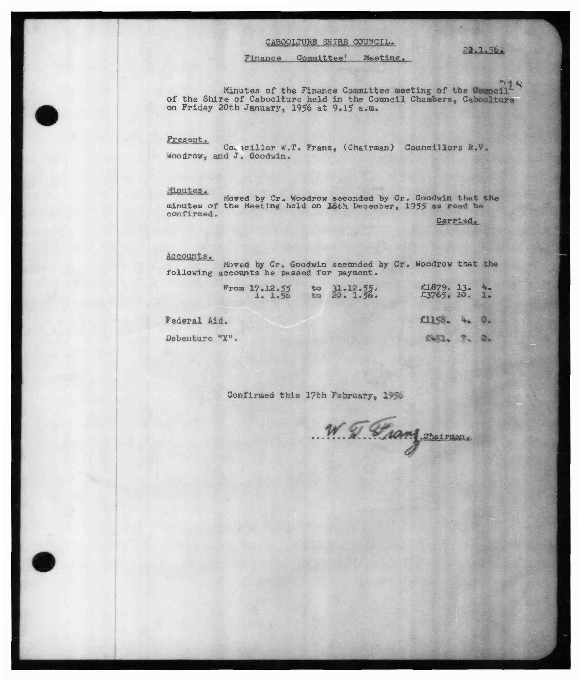 Caboolture Shire Council Minutes - 26 January 1956 - 15 June 1956