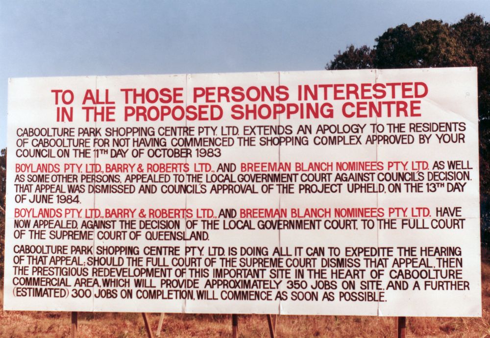 Proposed site for the Caboolture Park Shopping Centre development, ca. 1984