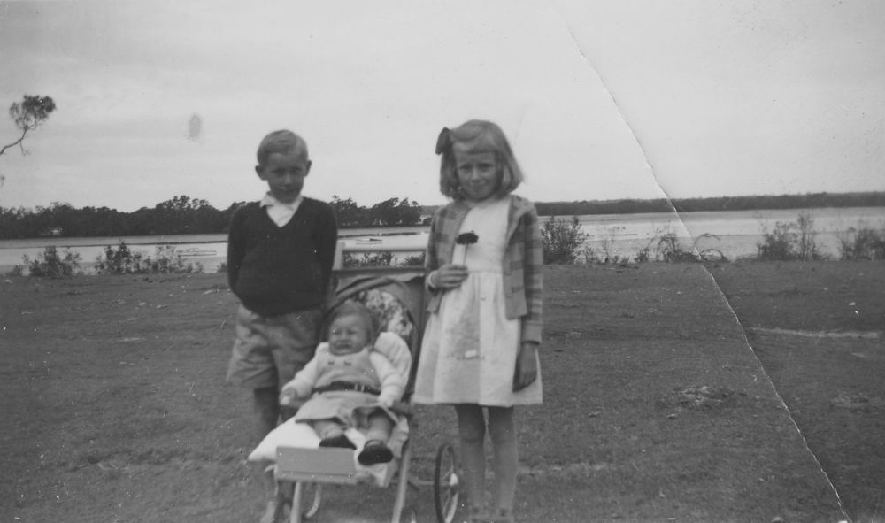 Three children on the Esplanade at Donnybrook, ca. 1954
