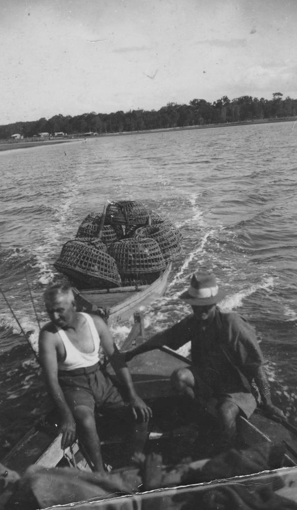 Two men going crabbing off Donnybrook, ca. late 1930s early 1940s