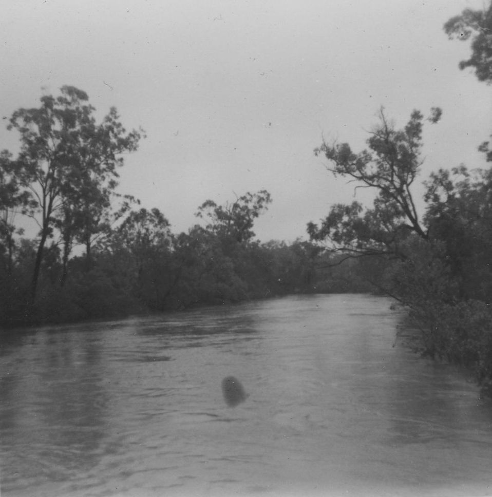Elimbah Creek in flood in 1974