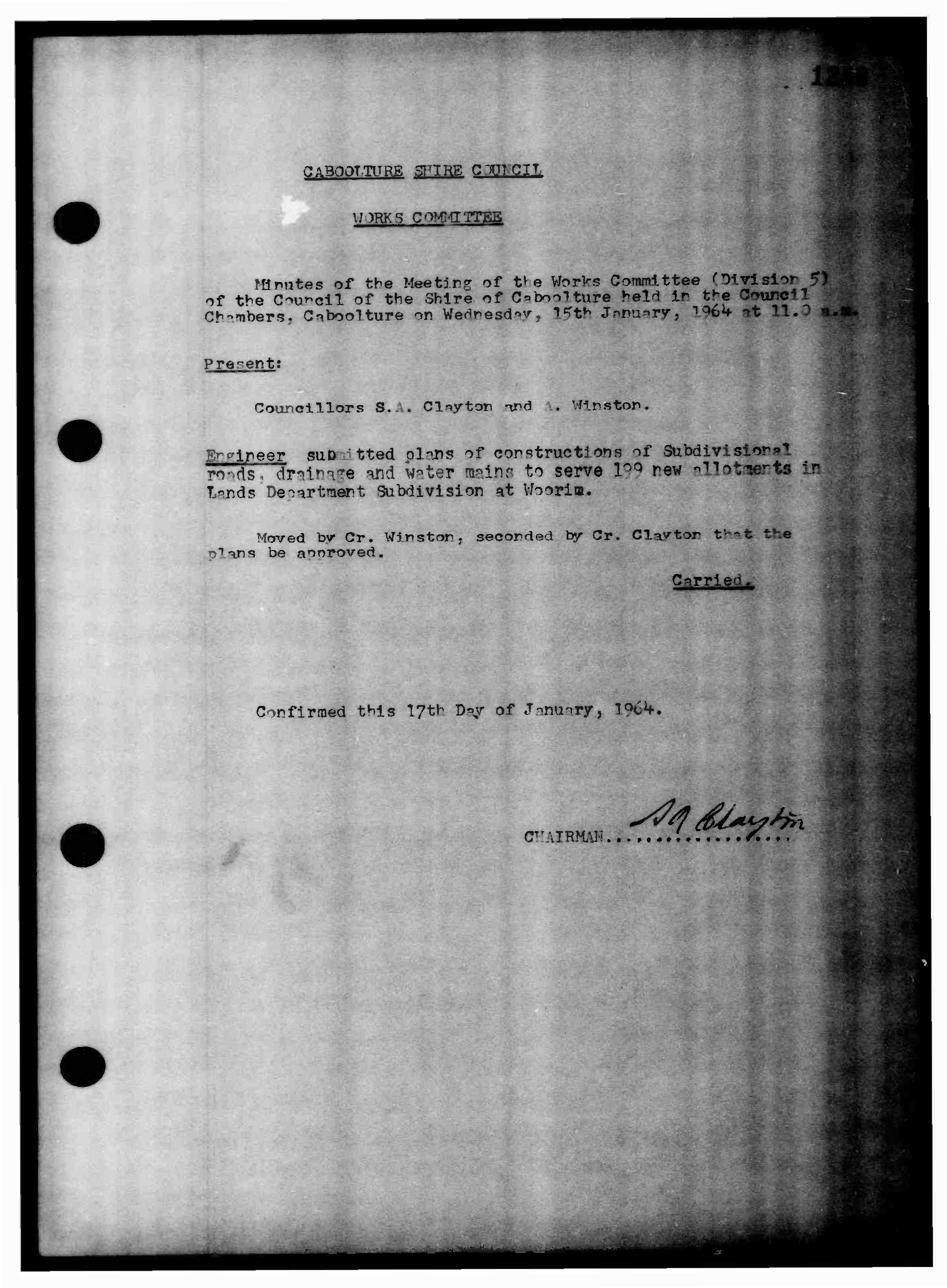 Caboolture Shire Council Minutes - 15 January 1964 - 31 December 1964