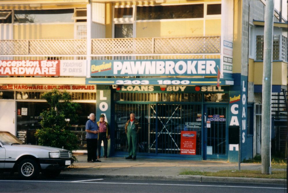Standing outside the Bayview Pawnbroker's Shop