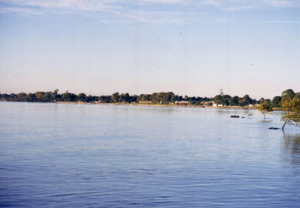 Looking towards Deception Bay foreshore from out in the bay in 1999