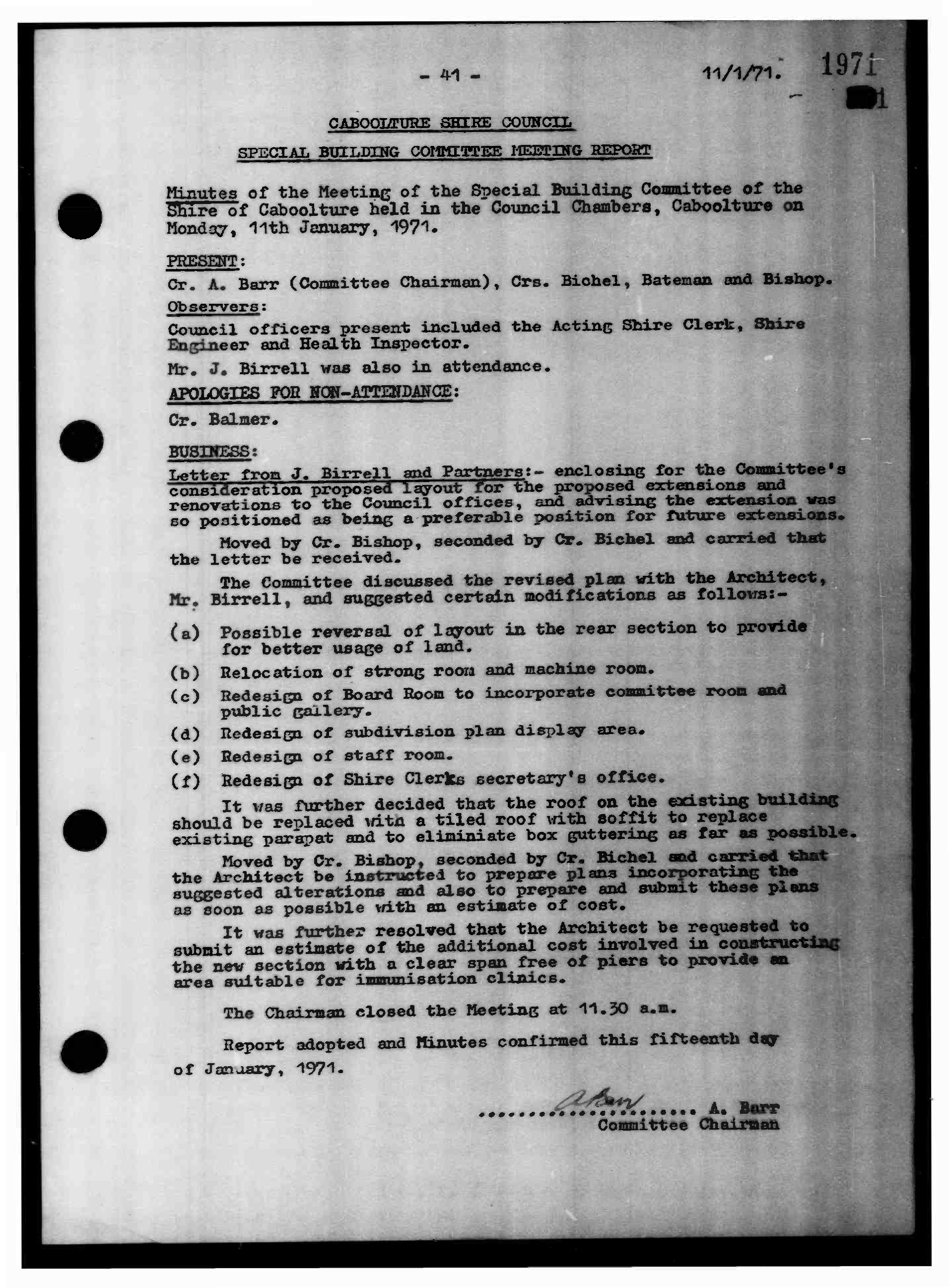 Caboolture Shire Council Minutes - 11 January 1971 - 16 July 1971