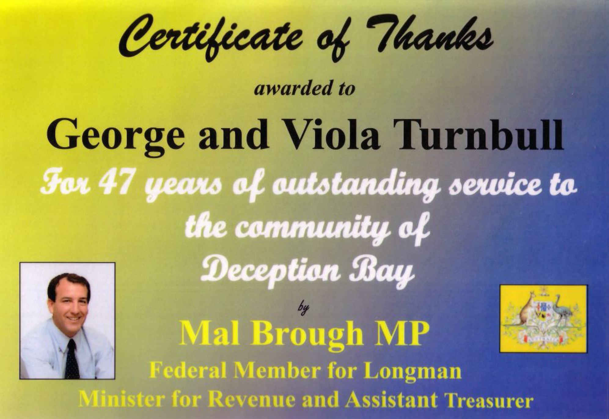 Certificate of Thanks