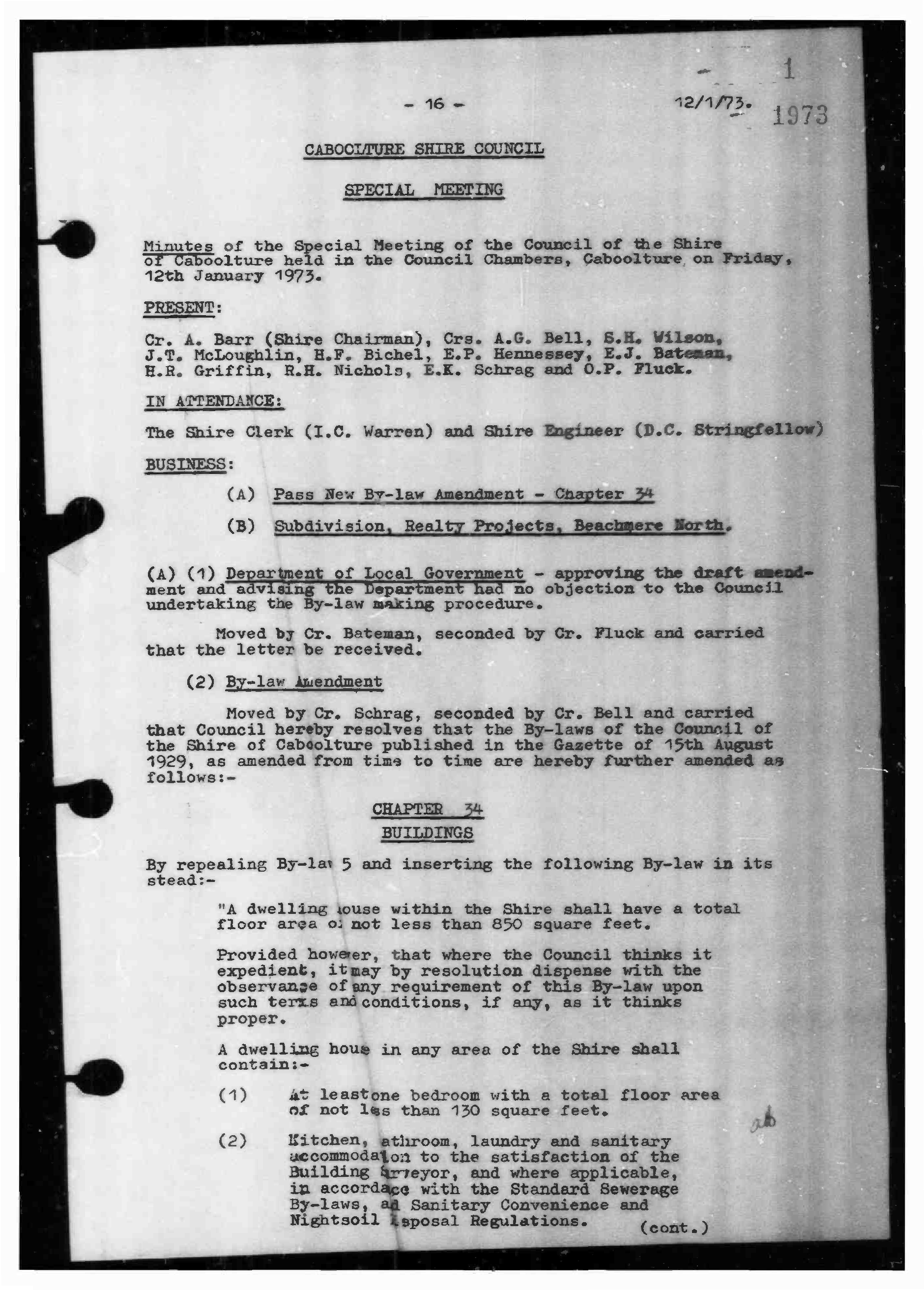Caboolture Shire Council Minutes - 12 January 1973 - 15 June 1973